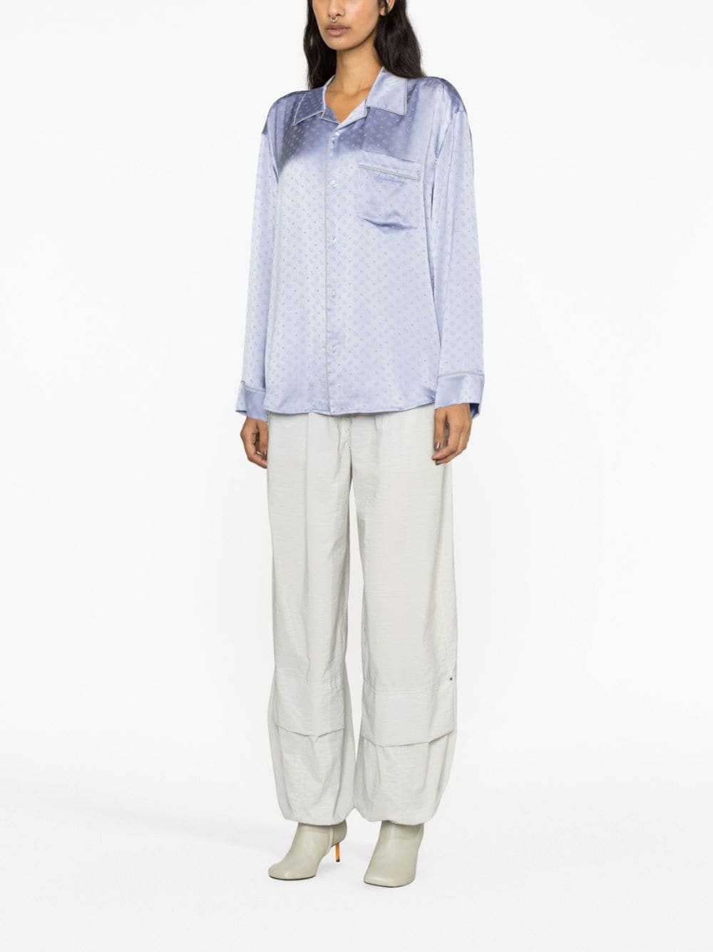 alexanderwang.t Blue Embroidered Pajama Shirt