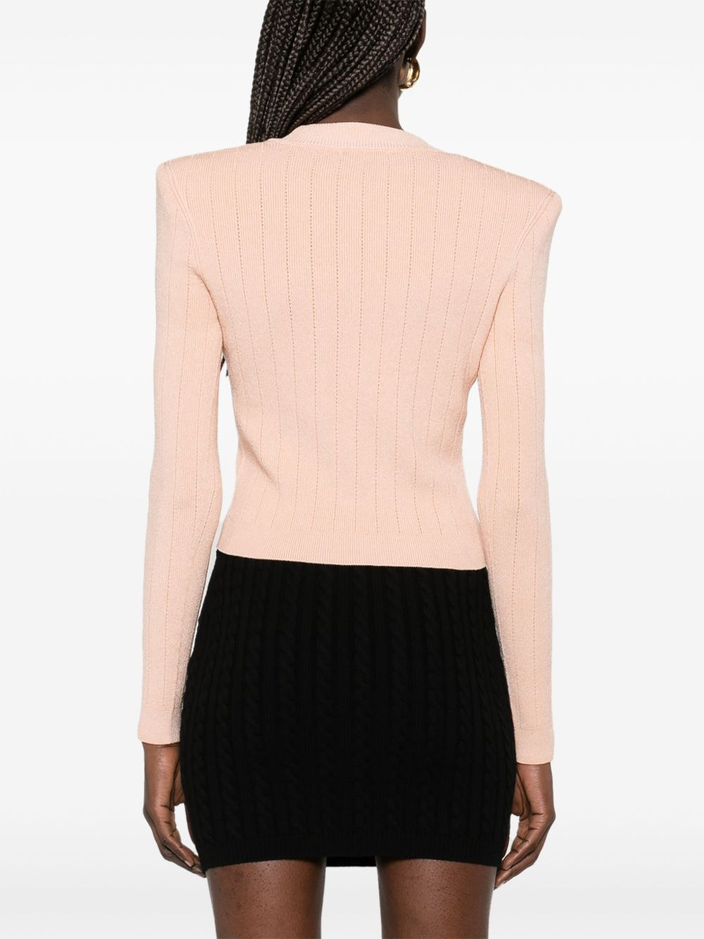 Balmain V-Neck Top with gold buttons - 3