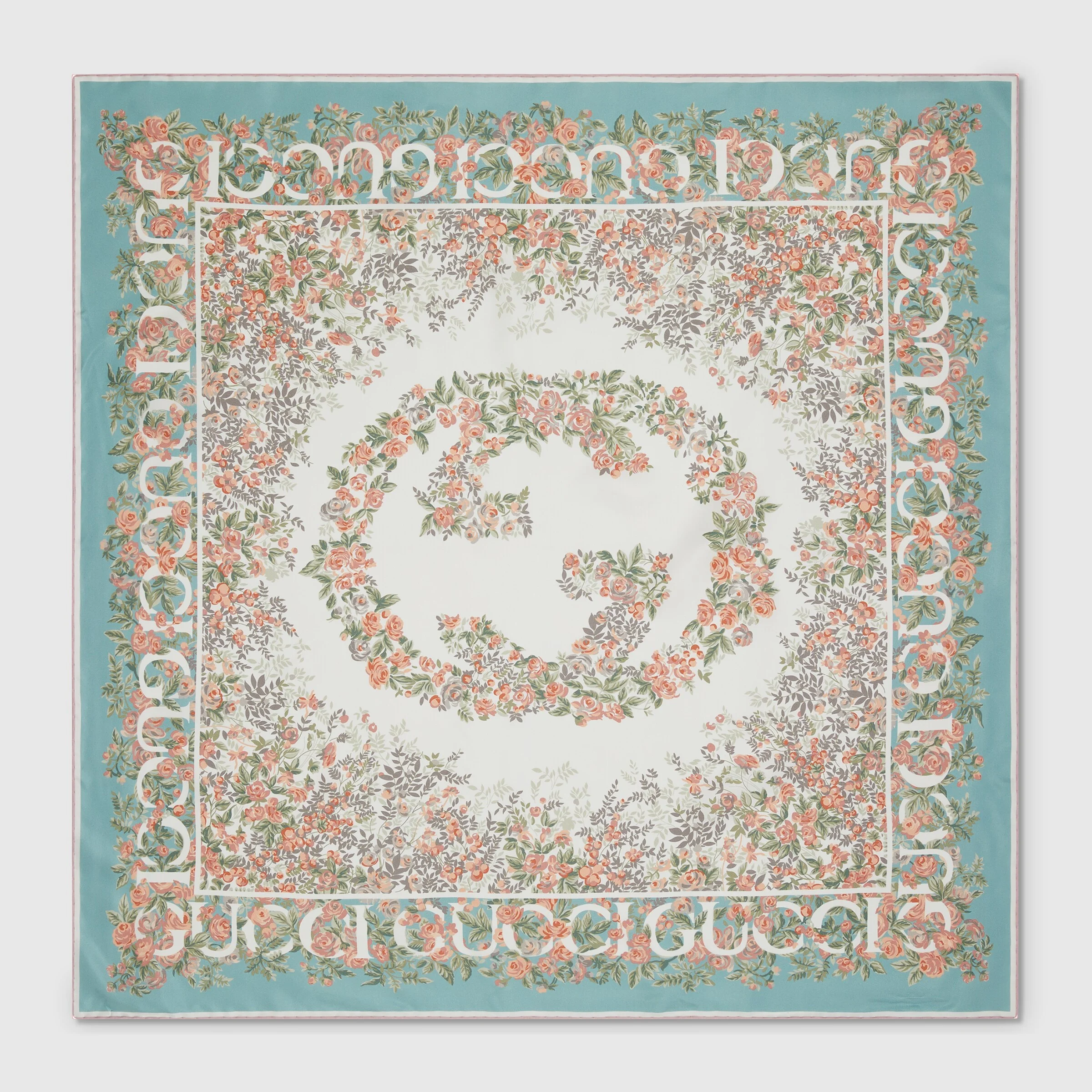 Gucci 연동 G 꽃 인쇄 실크 carré - 1