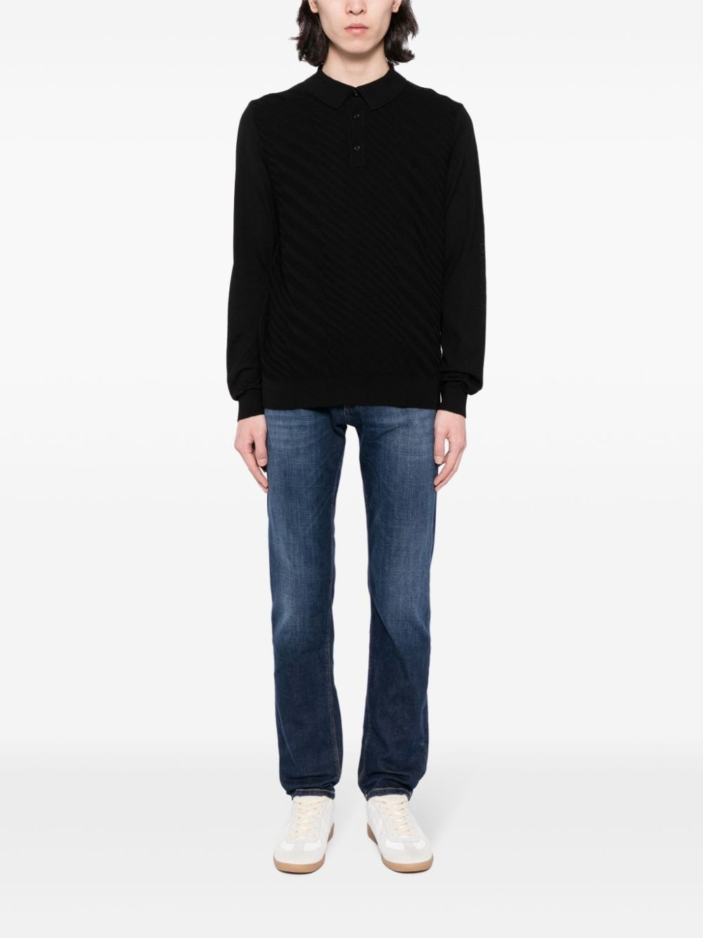 collarless virgin wool-blend top - 2