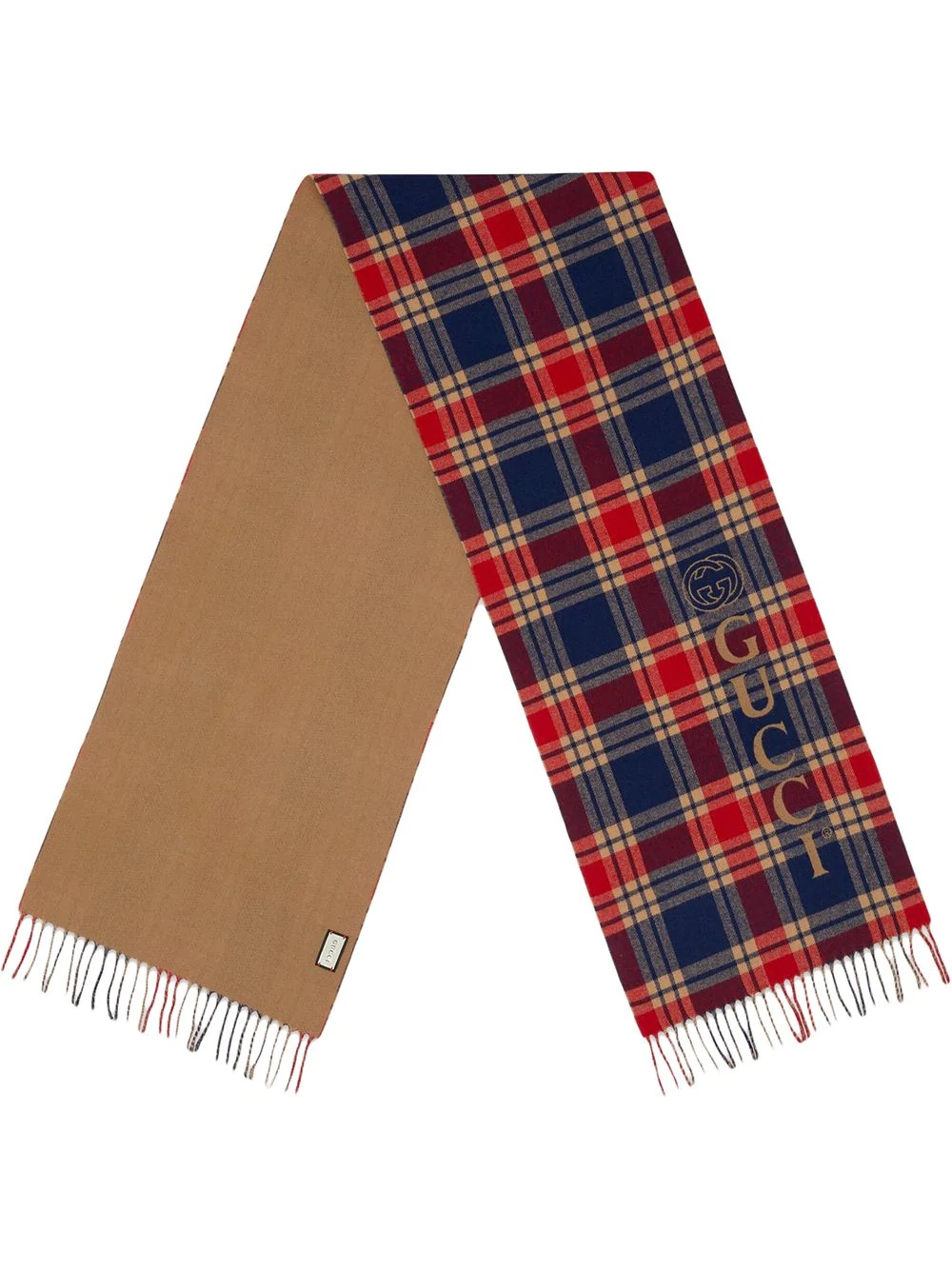 intarsia-logo check-pattern scarf - 1