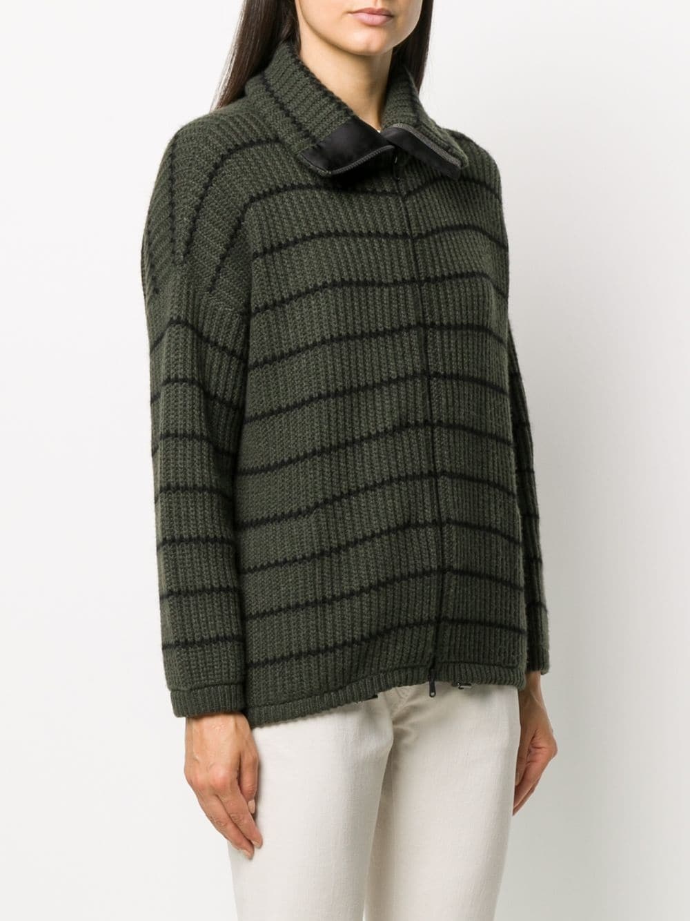 striped ribbed knit cardigan - 3