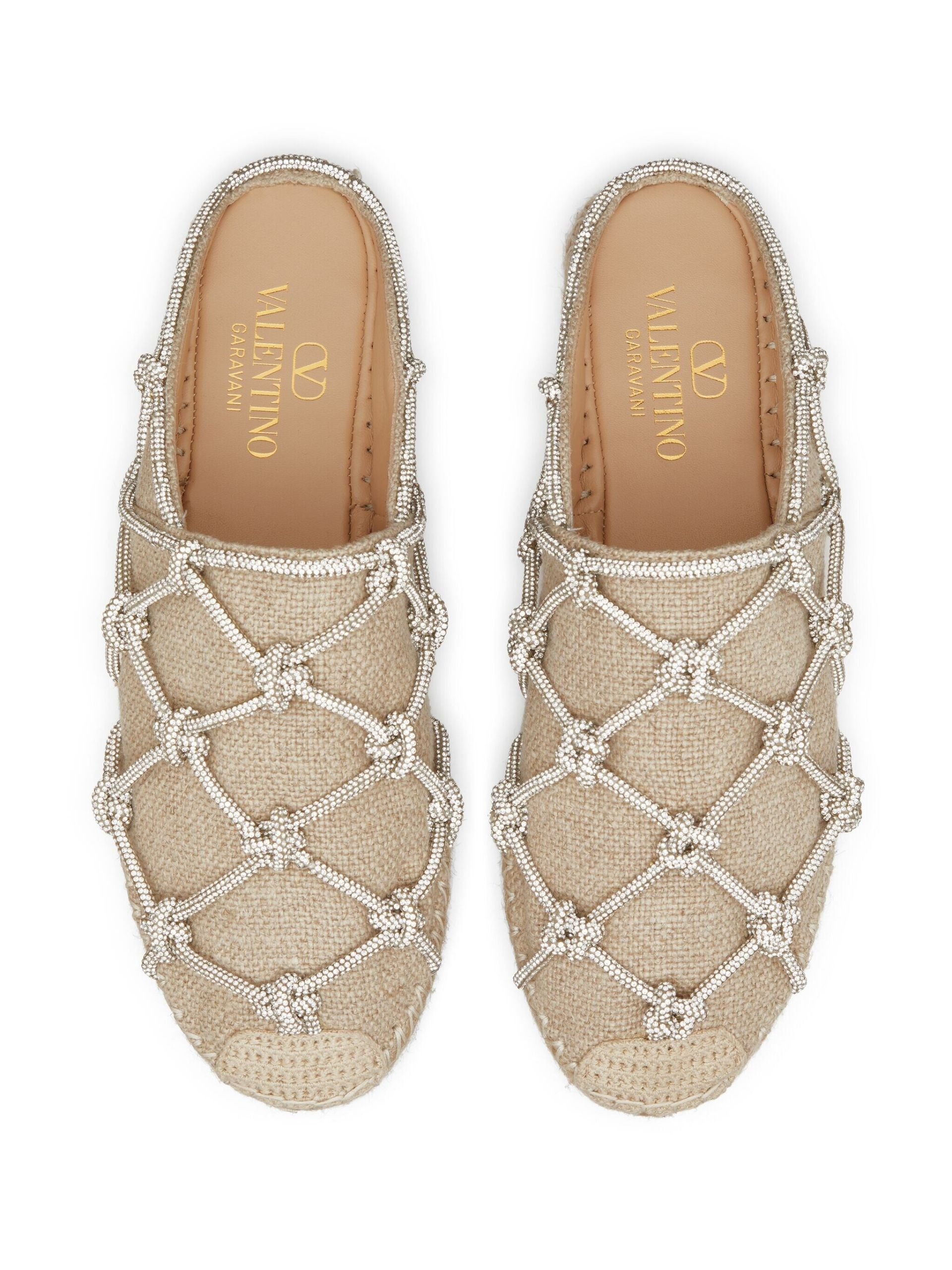 Neutral Knotted Linen Espadrilles - 4