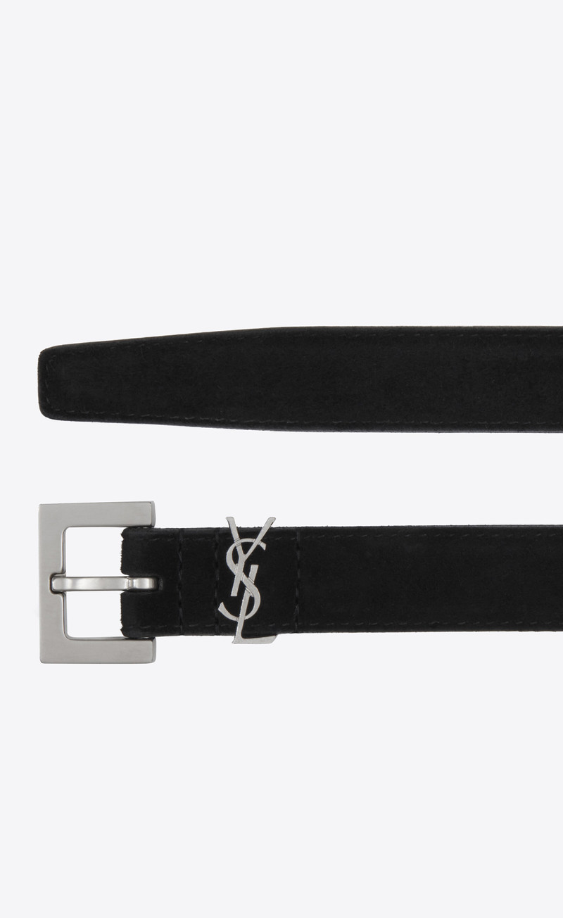 SAINT LAURENT monogram belt in suede outlook
