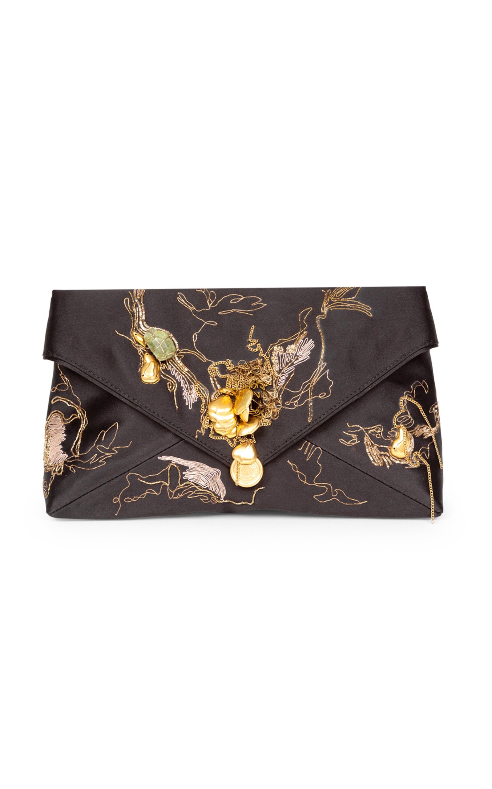 Embellished Satin Envelope Clutch black - 1