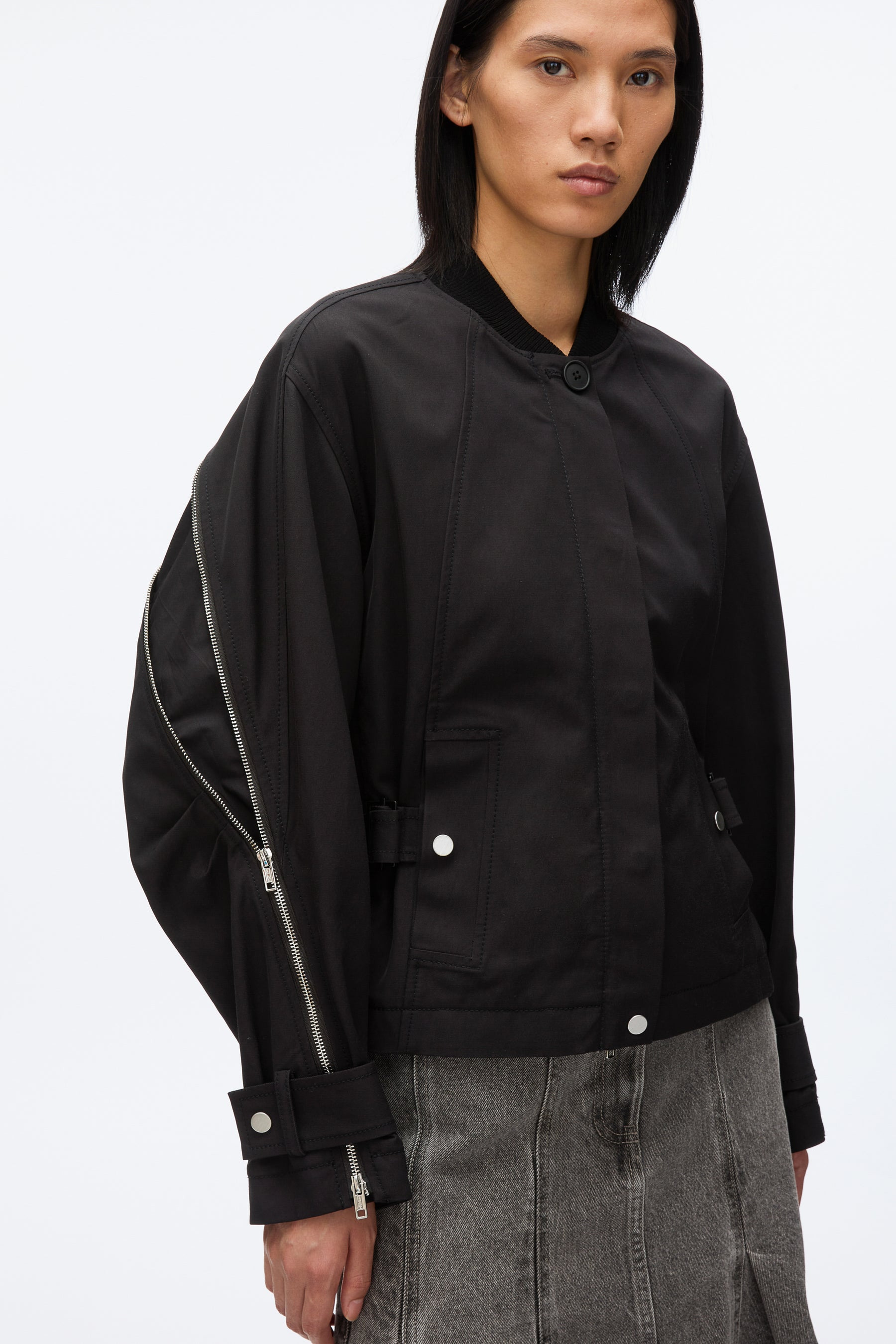 Zip Cocoon Back Bomber Jacket - 8