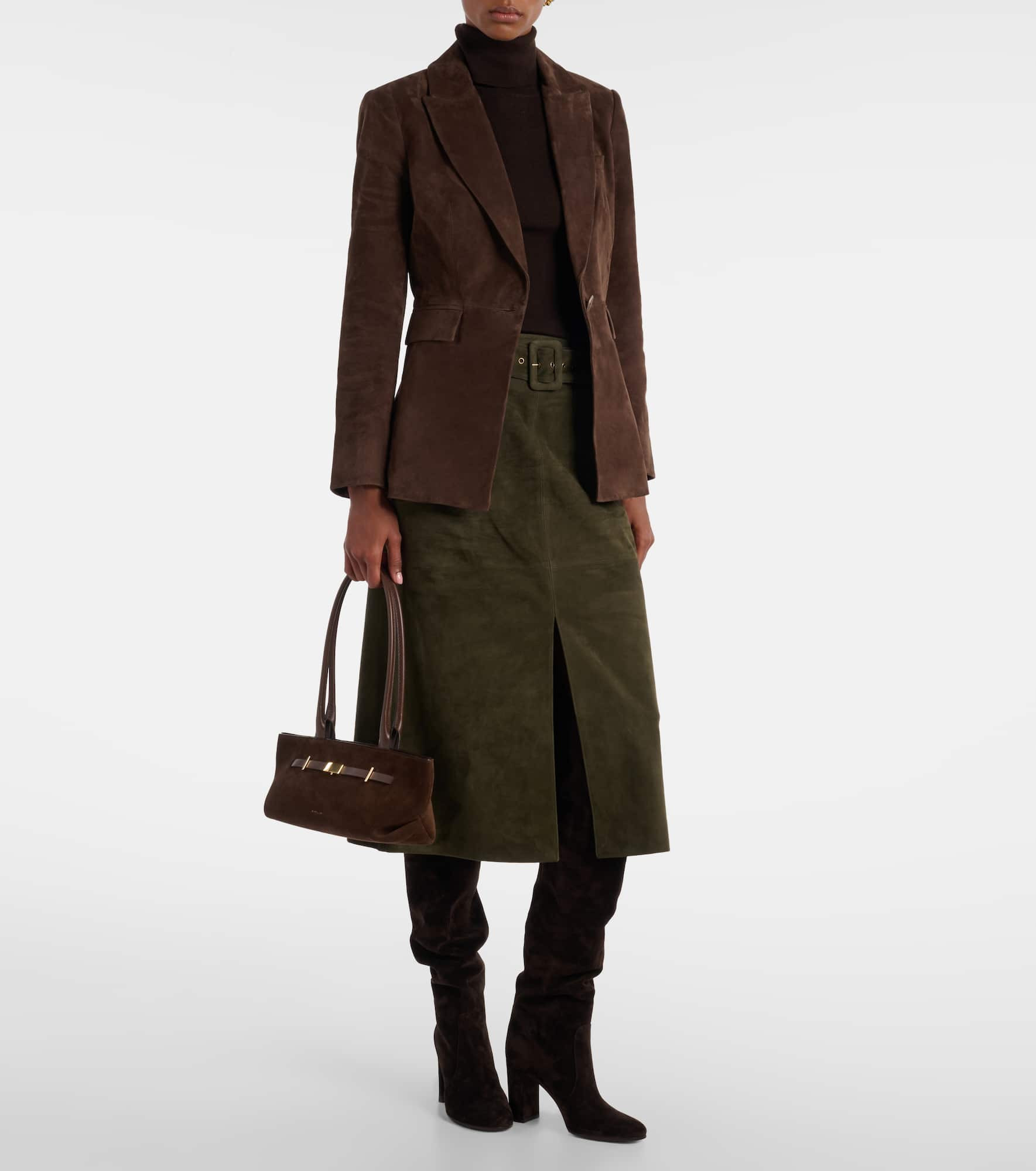 Alexie belted suede midi skirt - 2