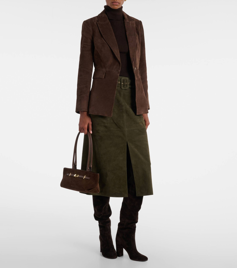 VERONICA BEARD Alexie belted suede midi skirt outlook