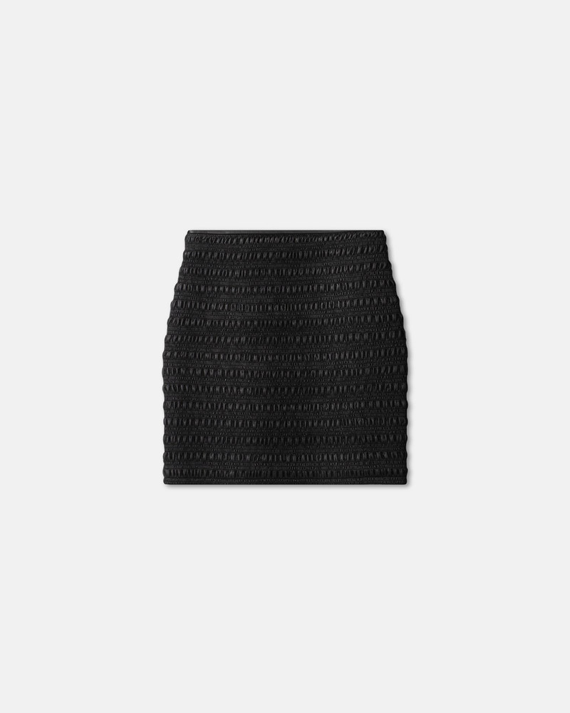 Smocked Okobor™ Alt-Leather Mini Skirt - 1