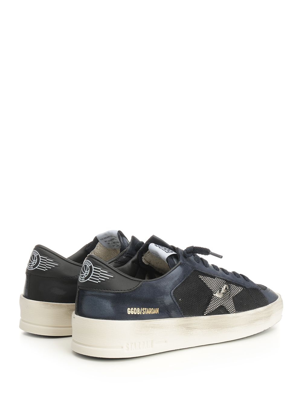 Stardan Suede Leather And Mesh Upper Leather Toe Tongue Heel And Star Sneakers Blue - 3
