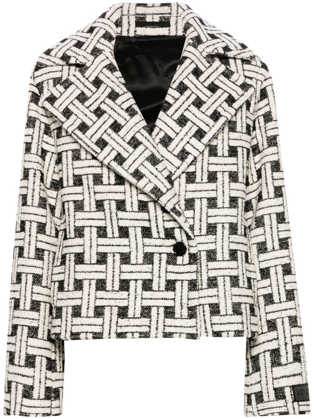 check-pattern double-breasted jacket - 1