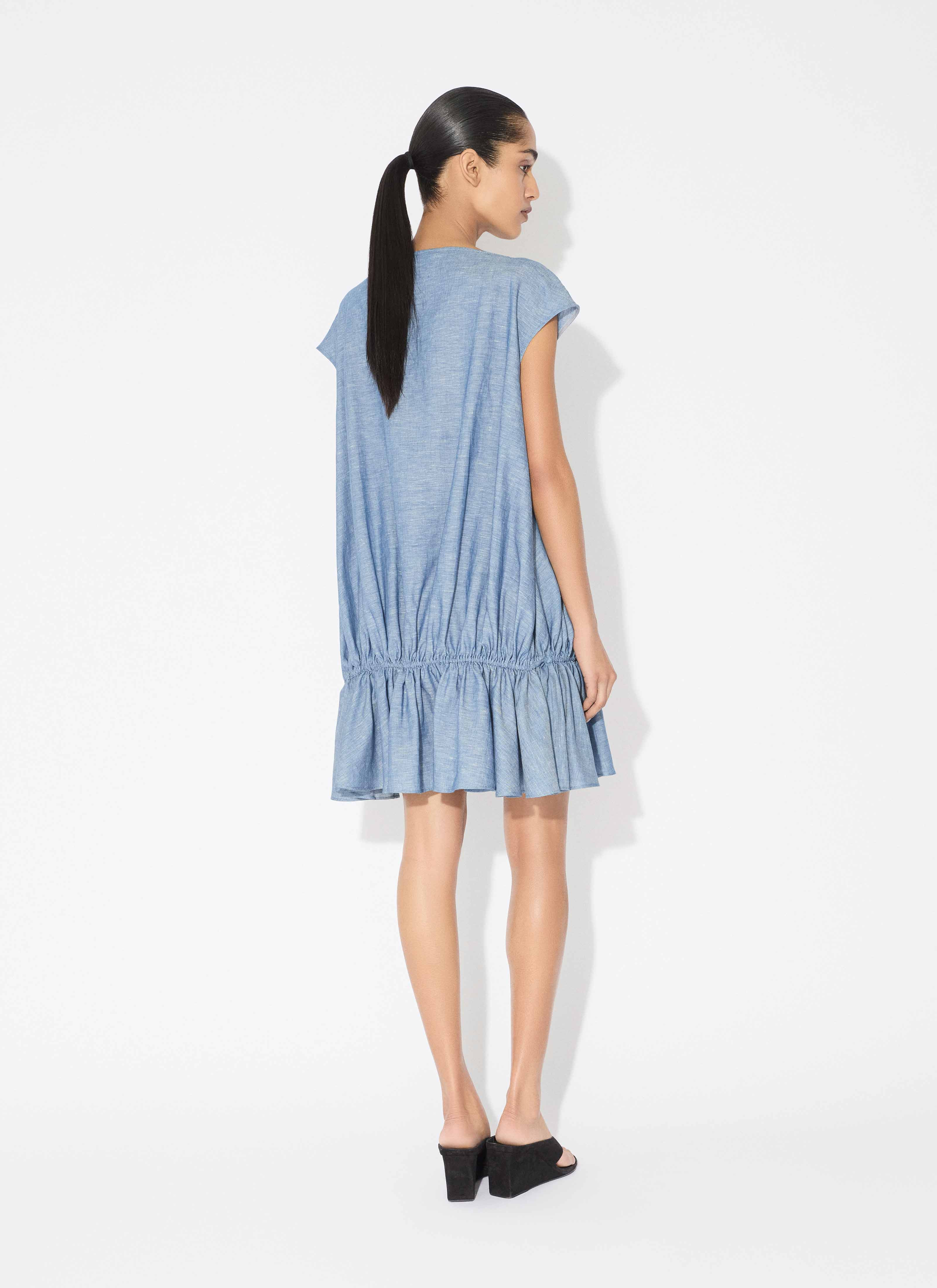 CHAMBRAY RUCHED DRESS - 3