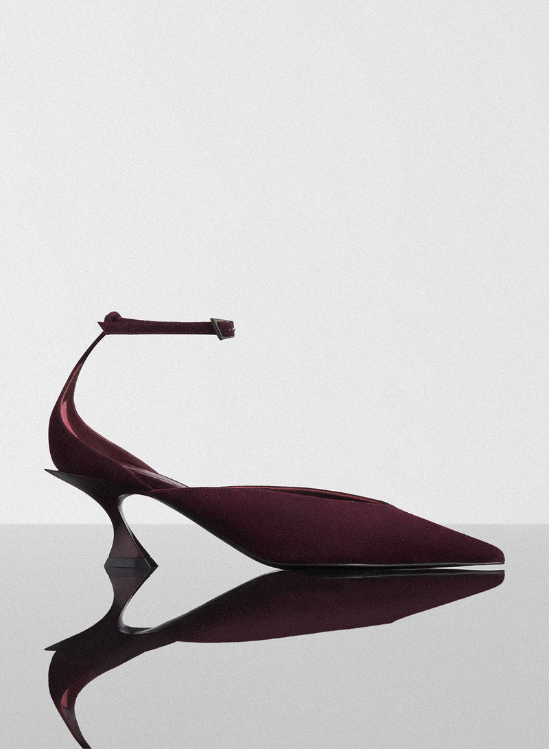 burgundy leather strappy fang 55 mules 1