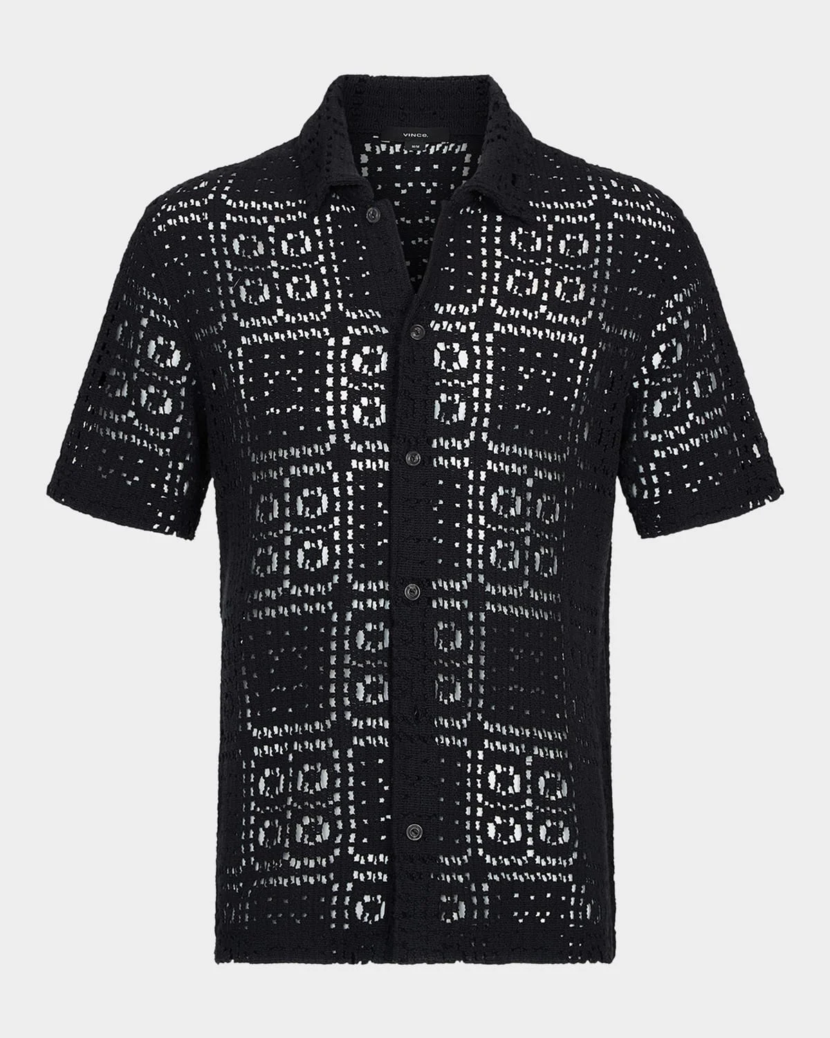 Men's Crochet Button-Down Shirt - 1