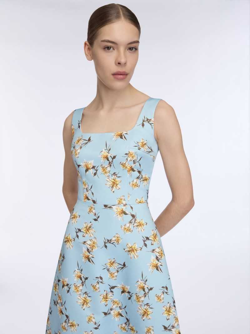 Shiloh Dress In Blue Summer Lillies Taffeta Faille 3