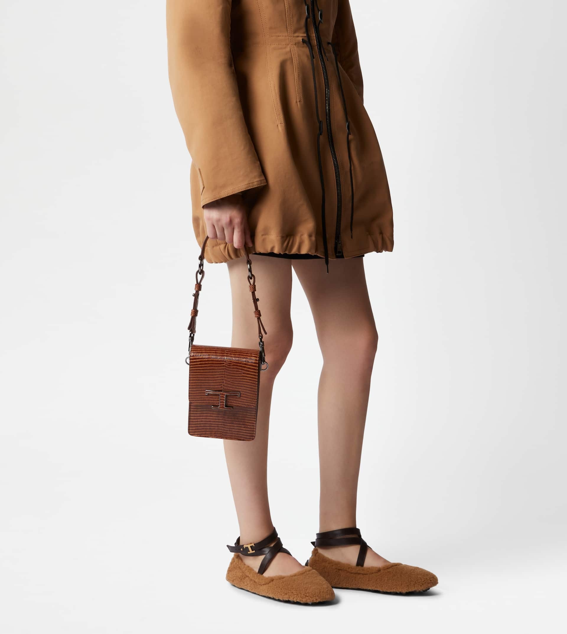 T TIMELESS BAG IN LEATHER MICRO - BROWN - 3