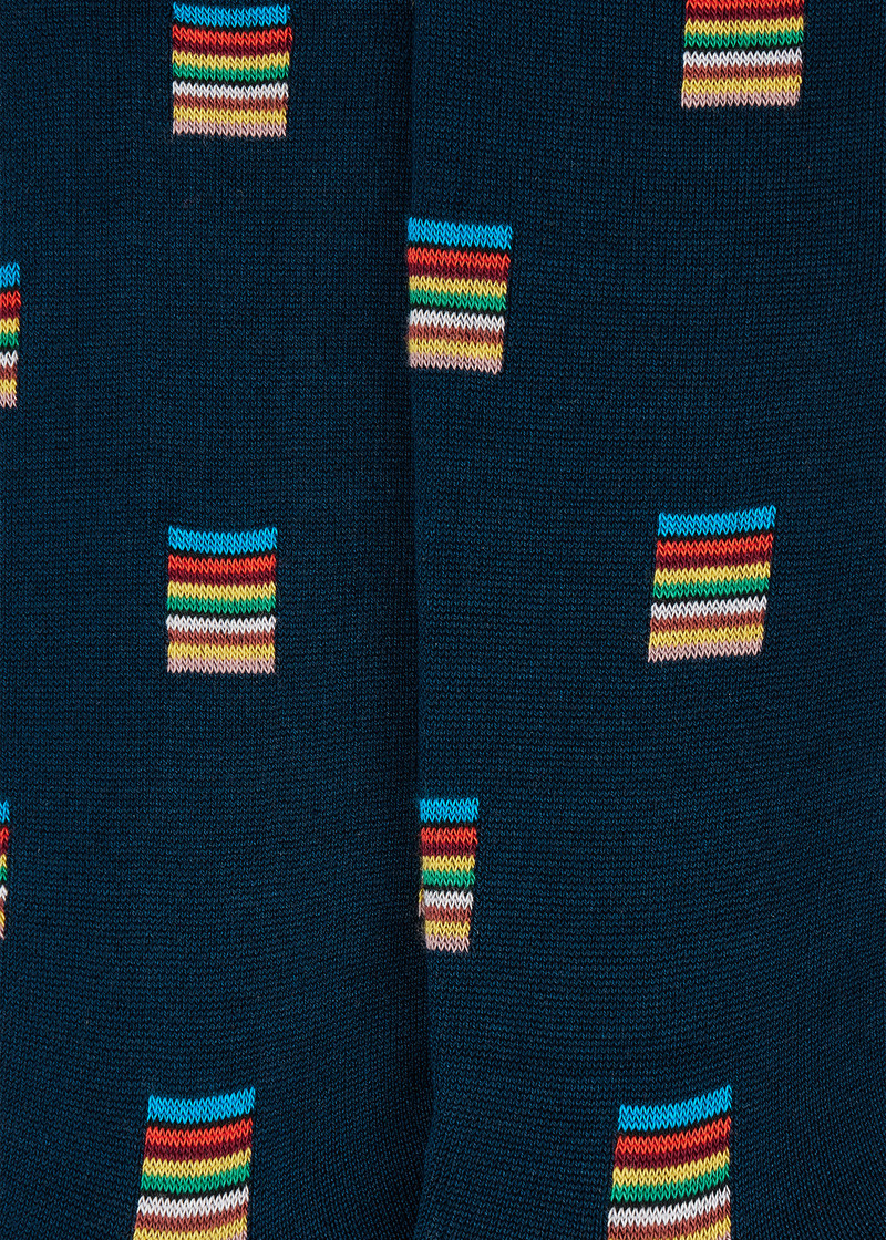 Dark Blue 'Signature Stripe' Square Socks 3