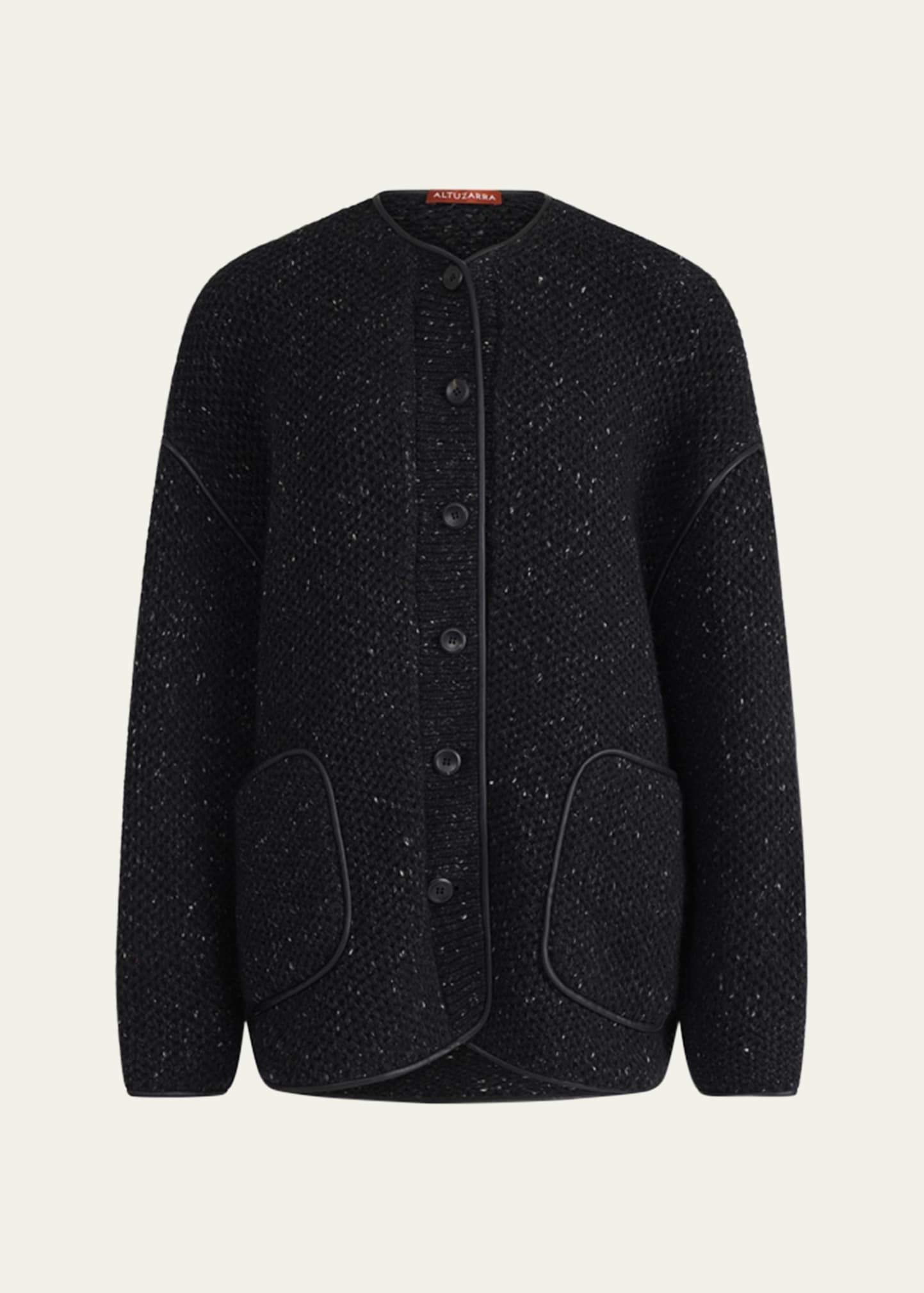 Medrano Leather-Piping Knit Jacket - 1