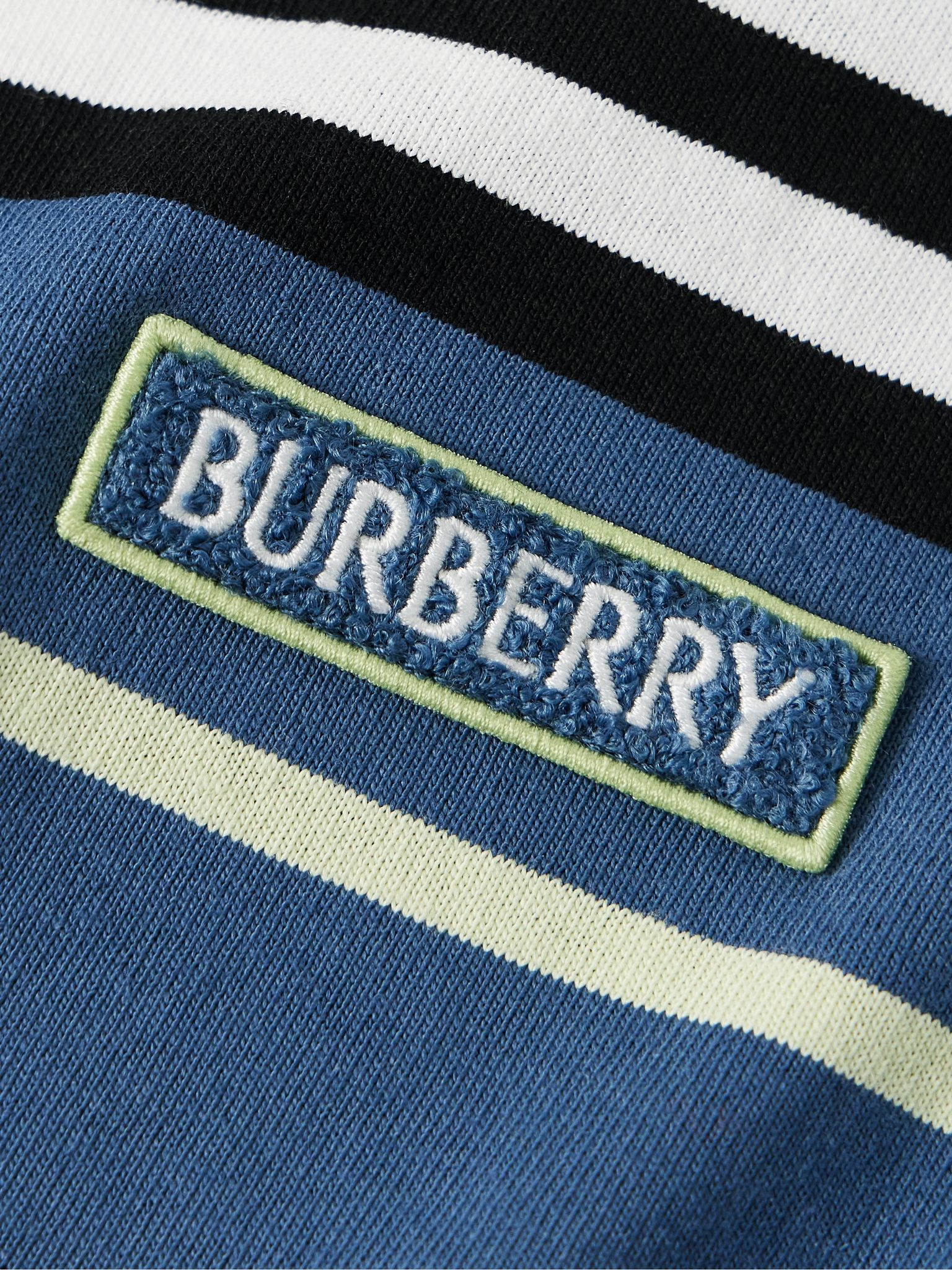 Logo-Appliquéd Striped Cotton-Jersey Polo Shirt Navy - 4