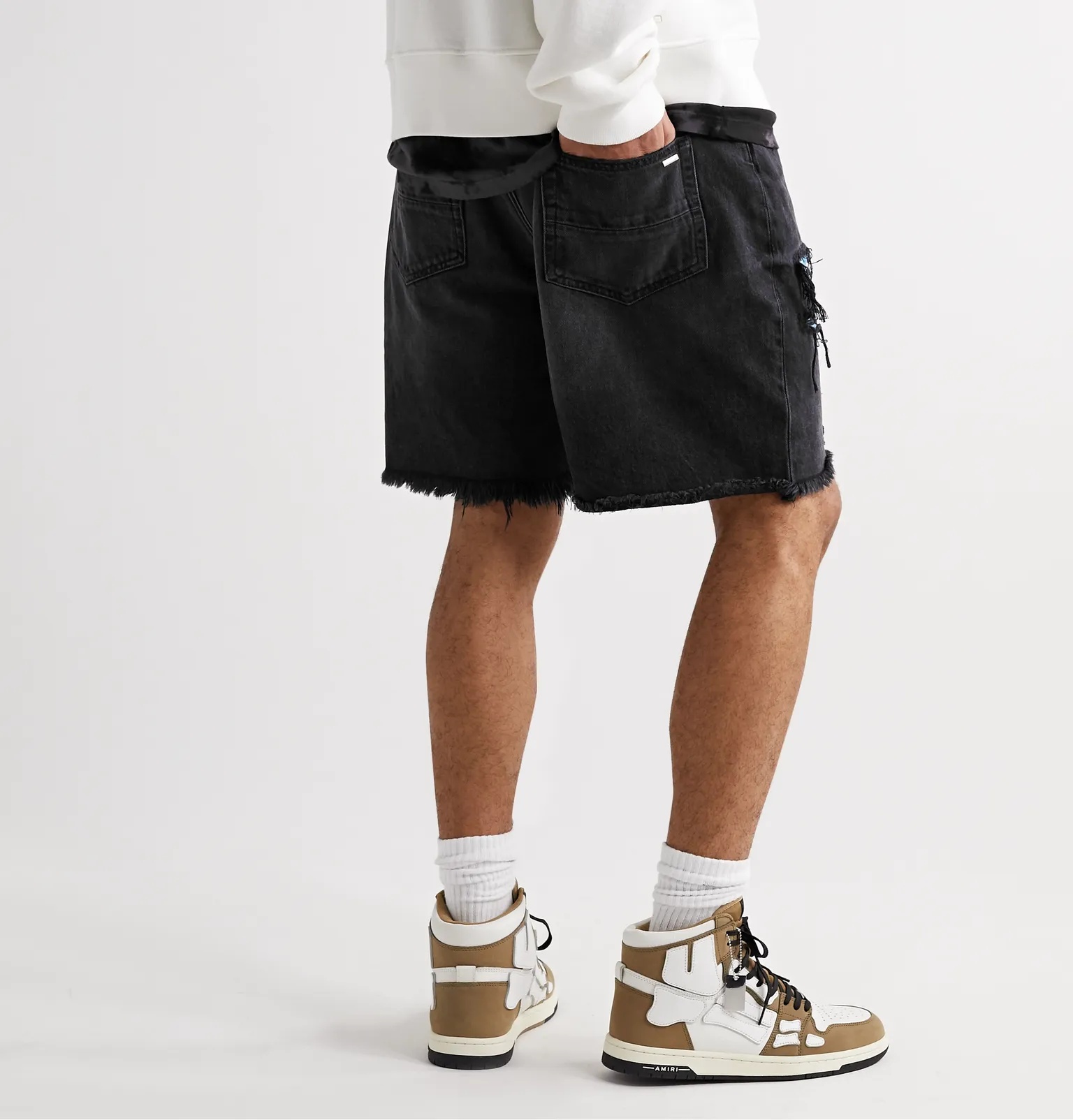 Thrasher Panelled Distressed Denim Shorts - 4