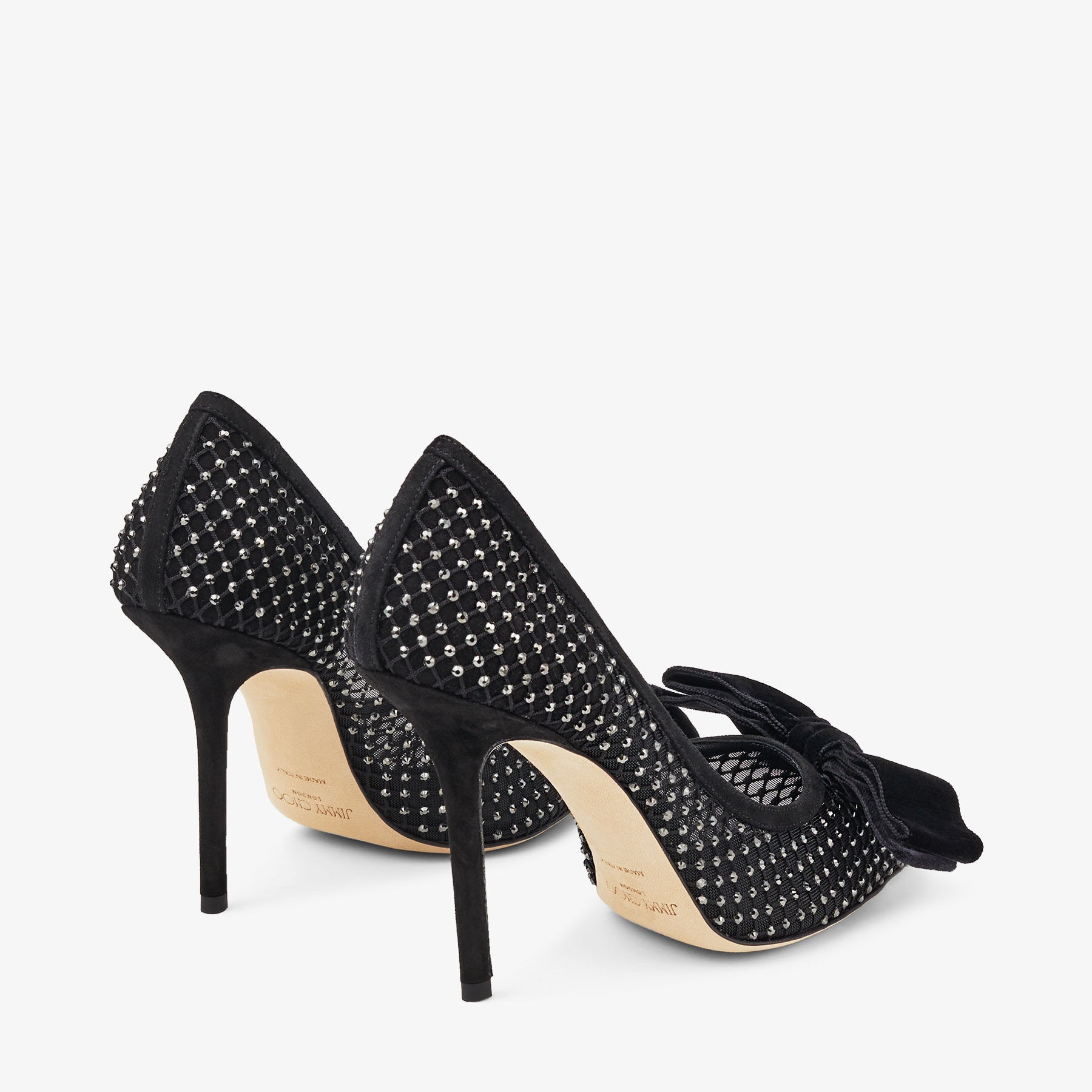 Jimmy Choo Love 100 Bow-detailed Embellished Leather-trimmed Mesh Pumps in  Natural