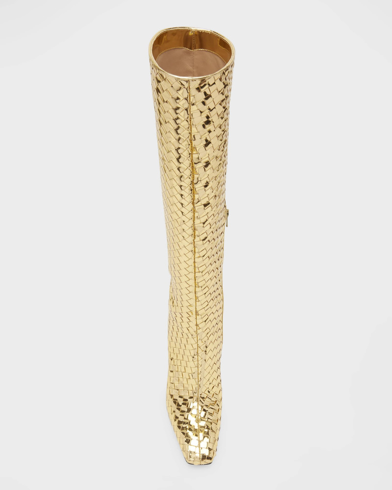 Comet Woven Mirror Leather Knee-High Boots 5