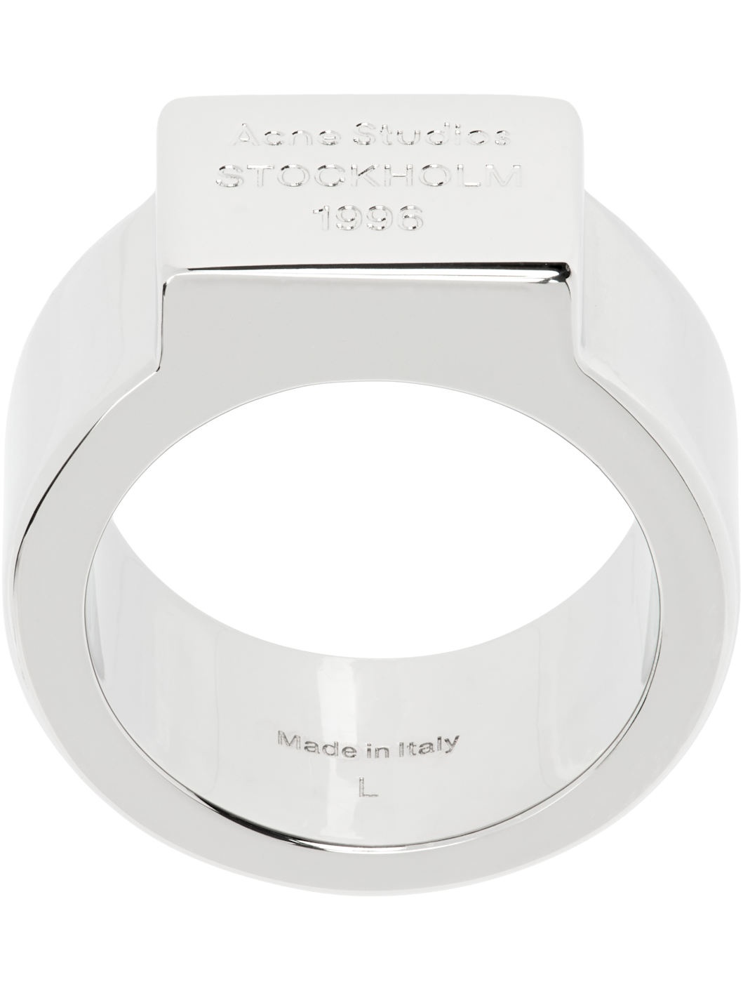 Silver Logo Engraved Signet Ring - 1