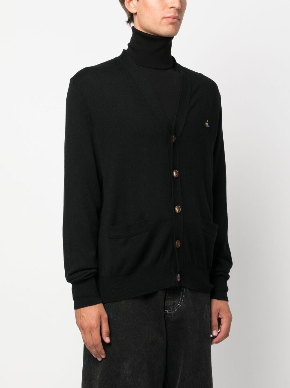 Orb logo-embroidered knitted cardigan - 3