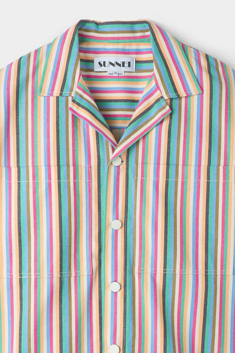 POCKET SHORTSLEEVE SHIRT / multicolor stripes 6