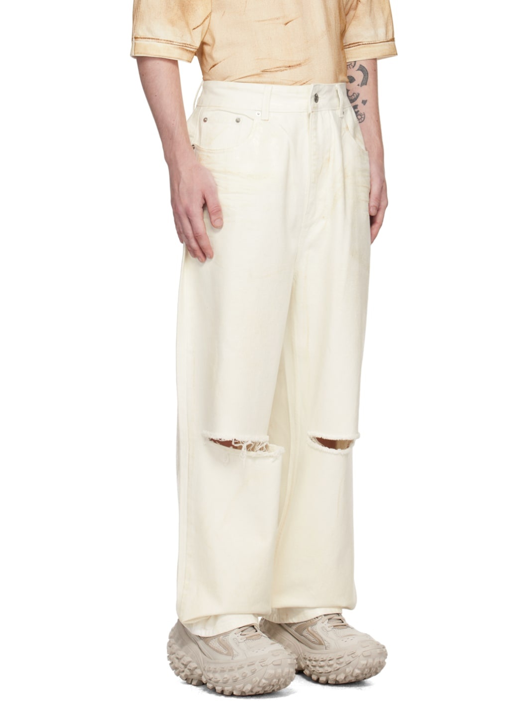 White Foil Coated Jeans - 2