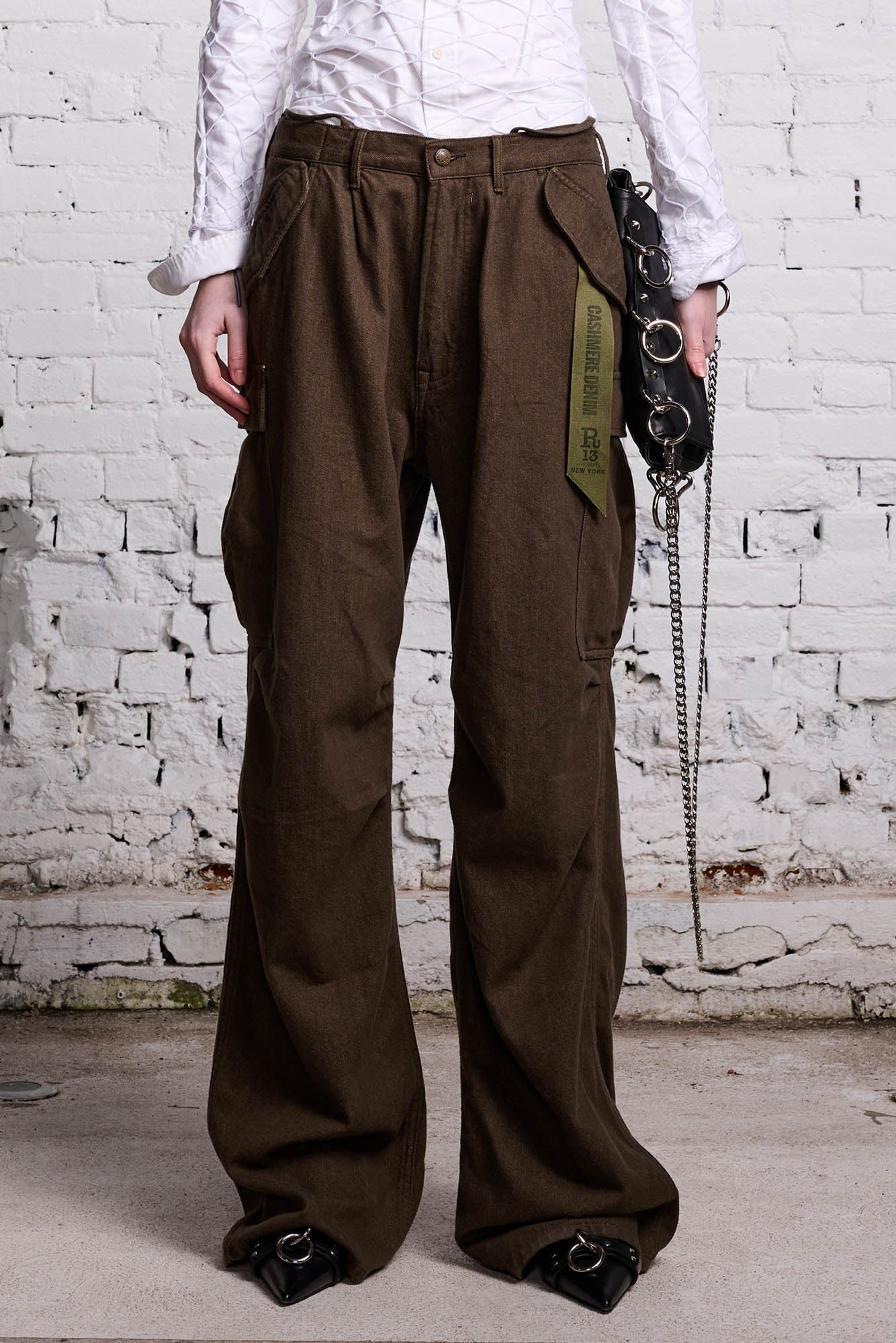 DAMON CARGO PANT - OLIVE CASHMERE DENIM - 1