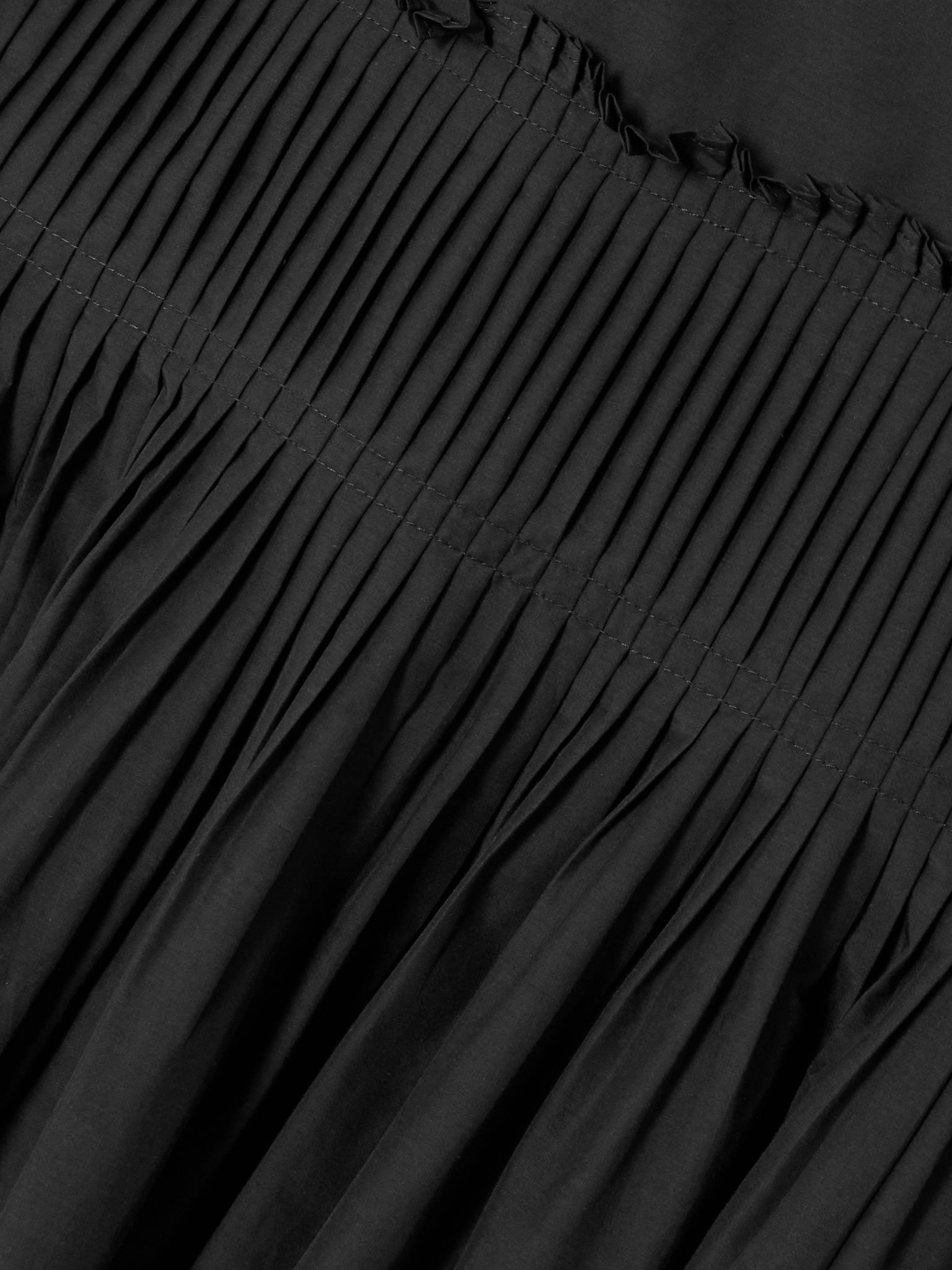 Pintucked pleated cotton-blend poplin maxi skirt Black - 5