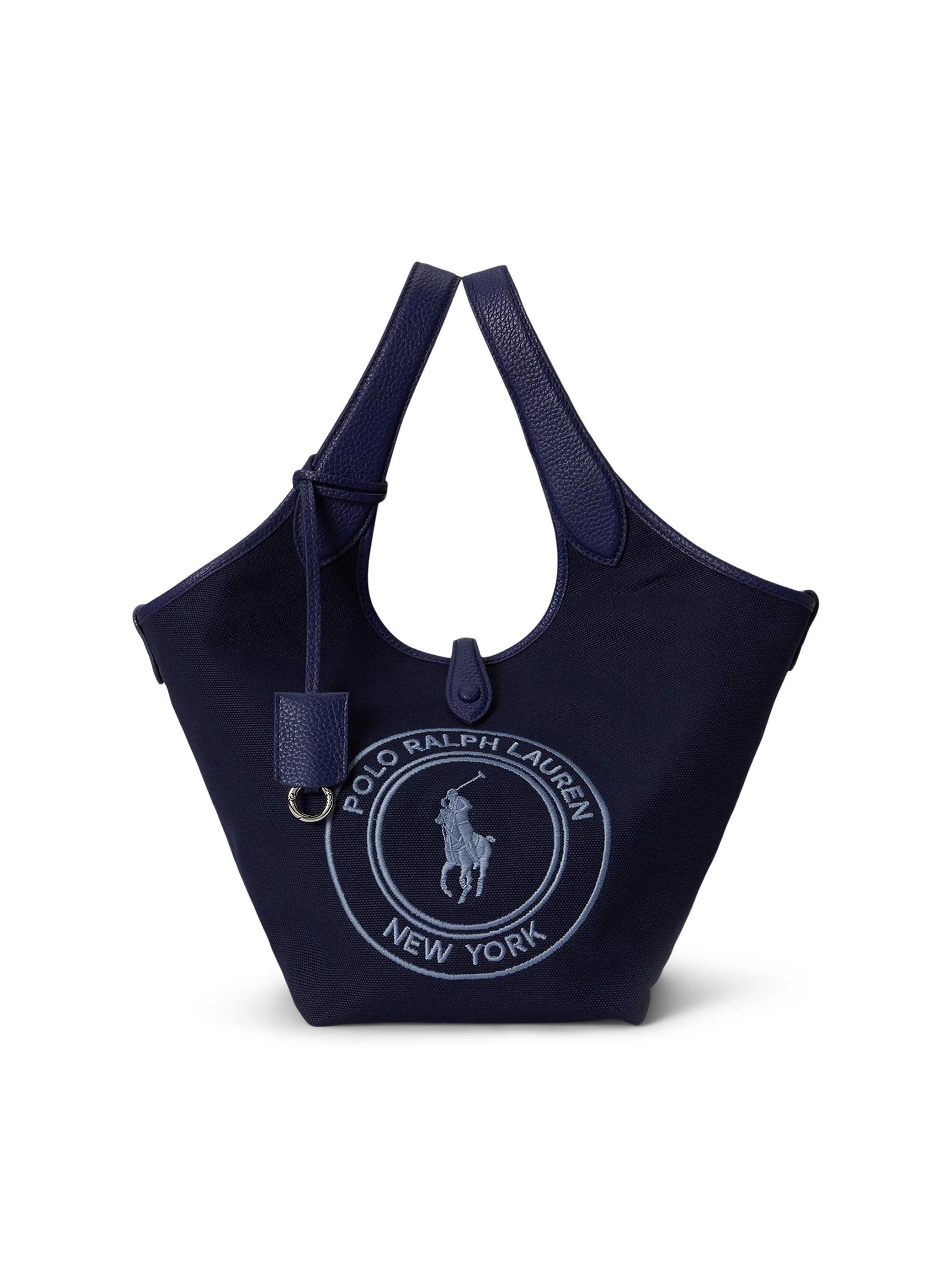 Women's Polo Play Medium Logo Cotton Canvas Tote Bag - Newport Navy - 1