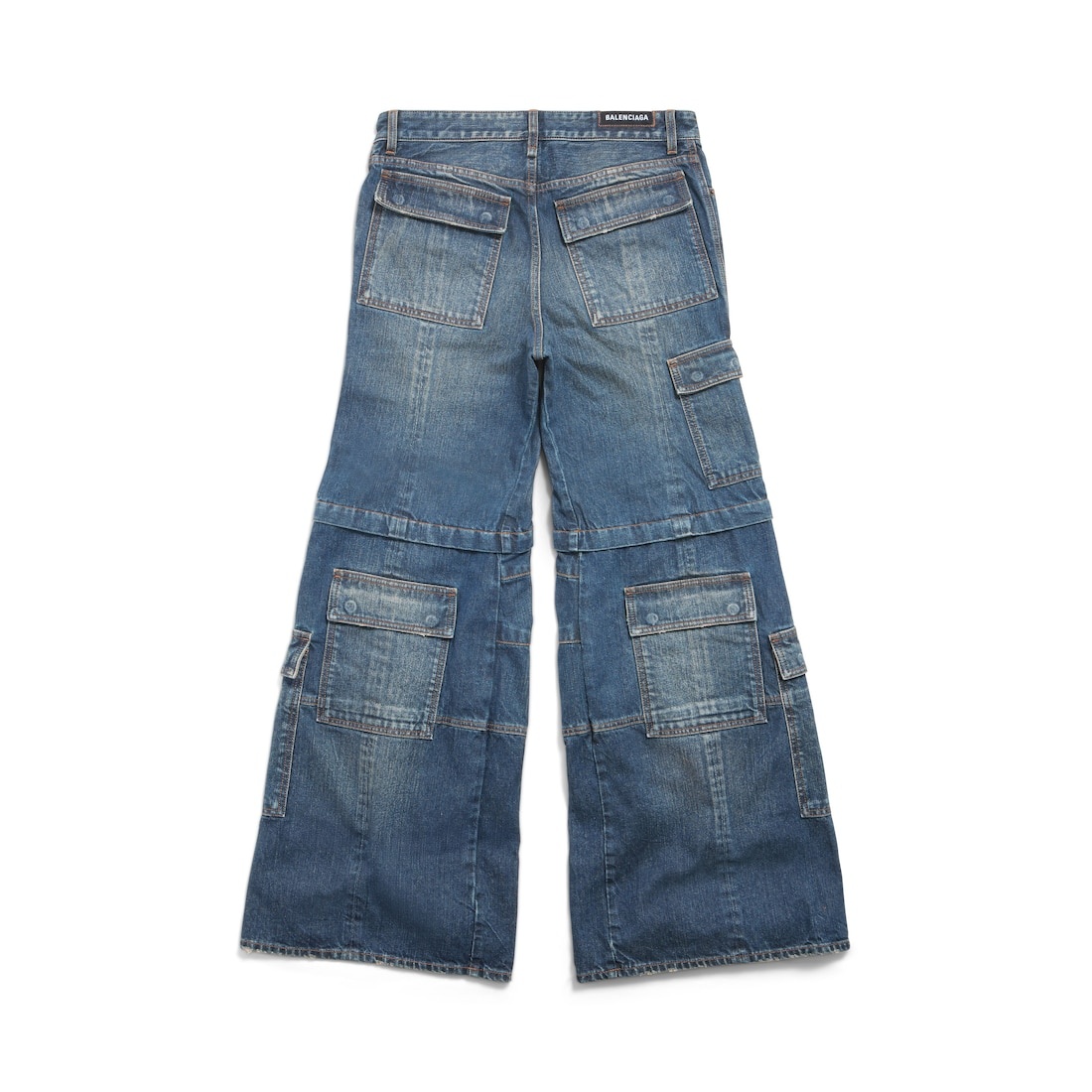 Women's Flared Cargo Pants in Dark Blue - 6