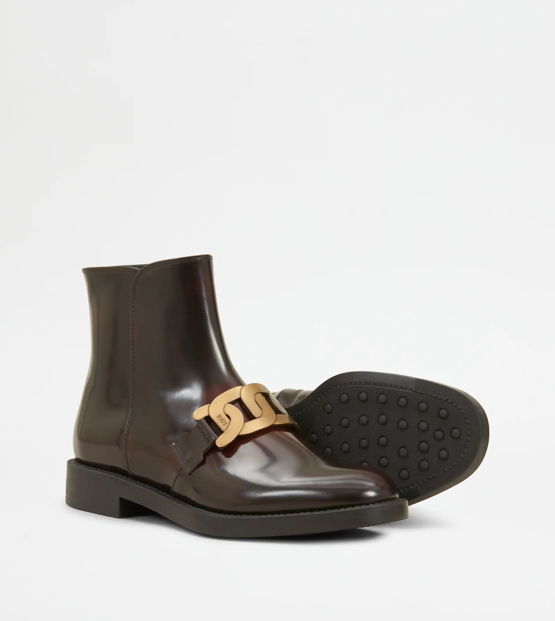 KATE ANKLE BOOTS IN LEATHER - BURGUNDY - 5