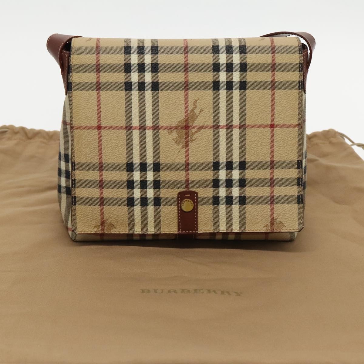 Burberry Nova Check Shoulder Bag Pvc Leather Beige - 12