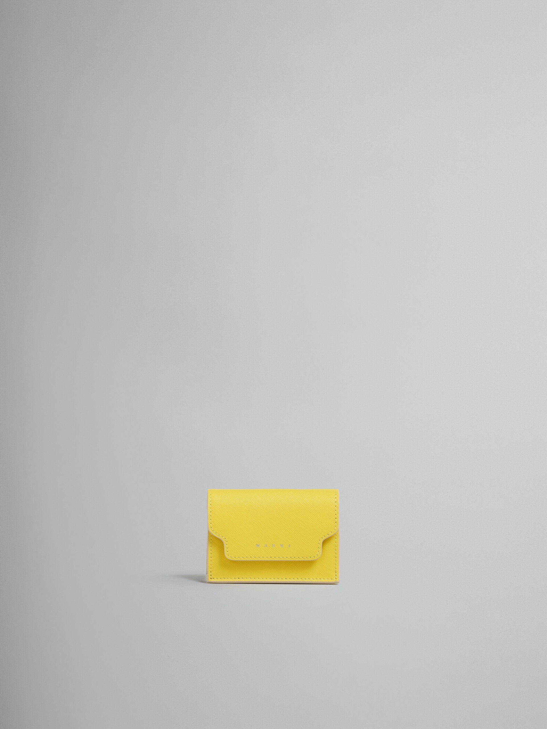 YELLOW SAFFIANO LEATHER TRI-FOLD WALLET - 1