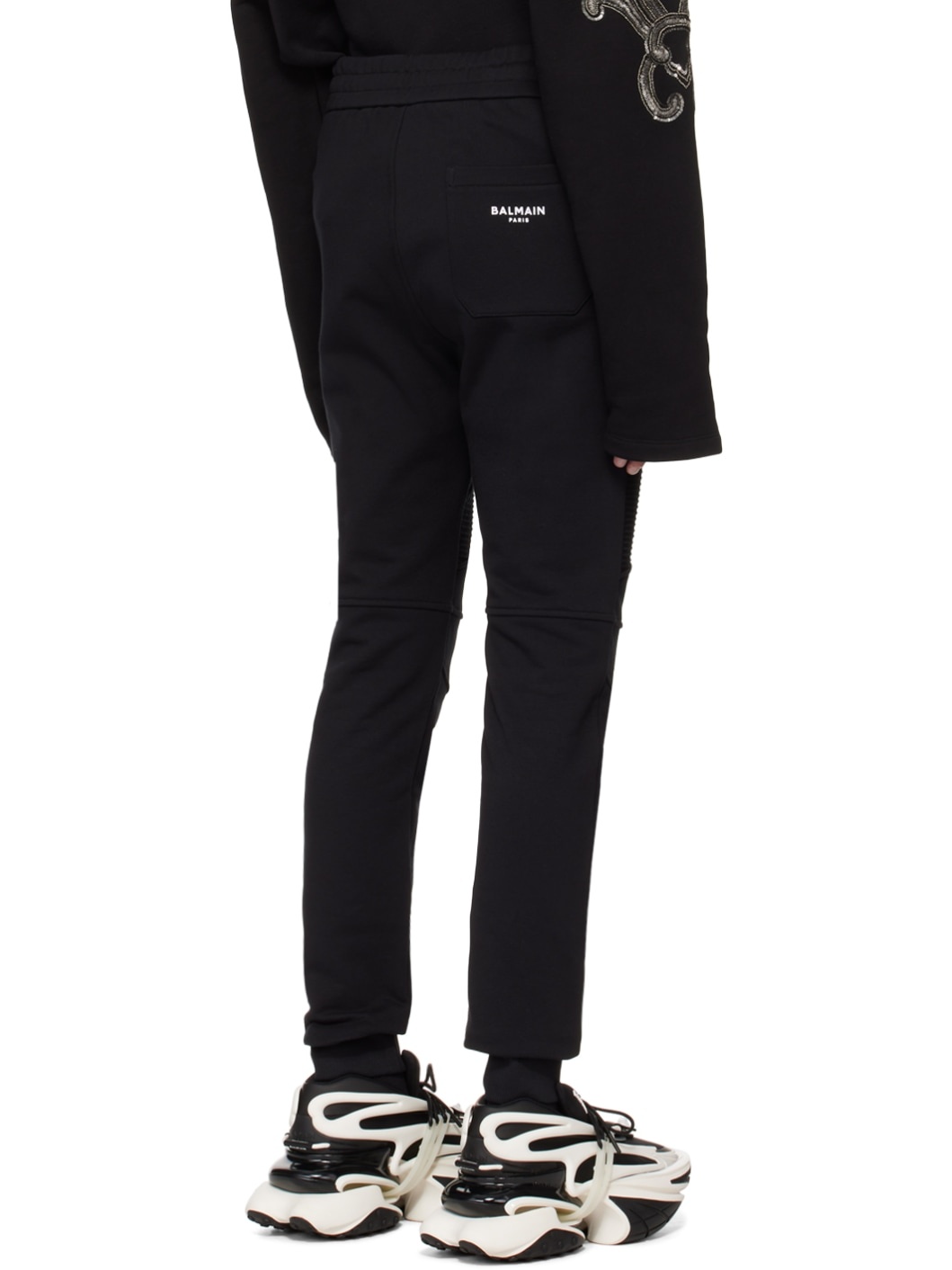 Black Flocked Sweatpants - 3