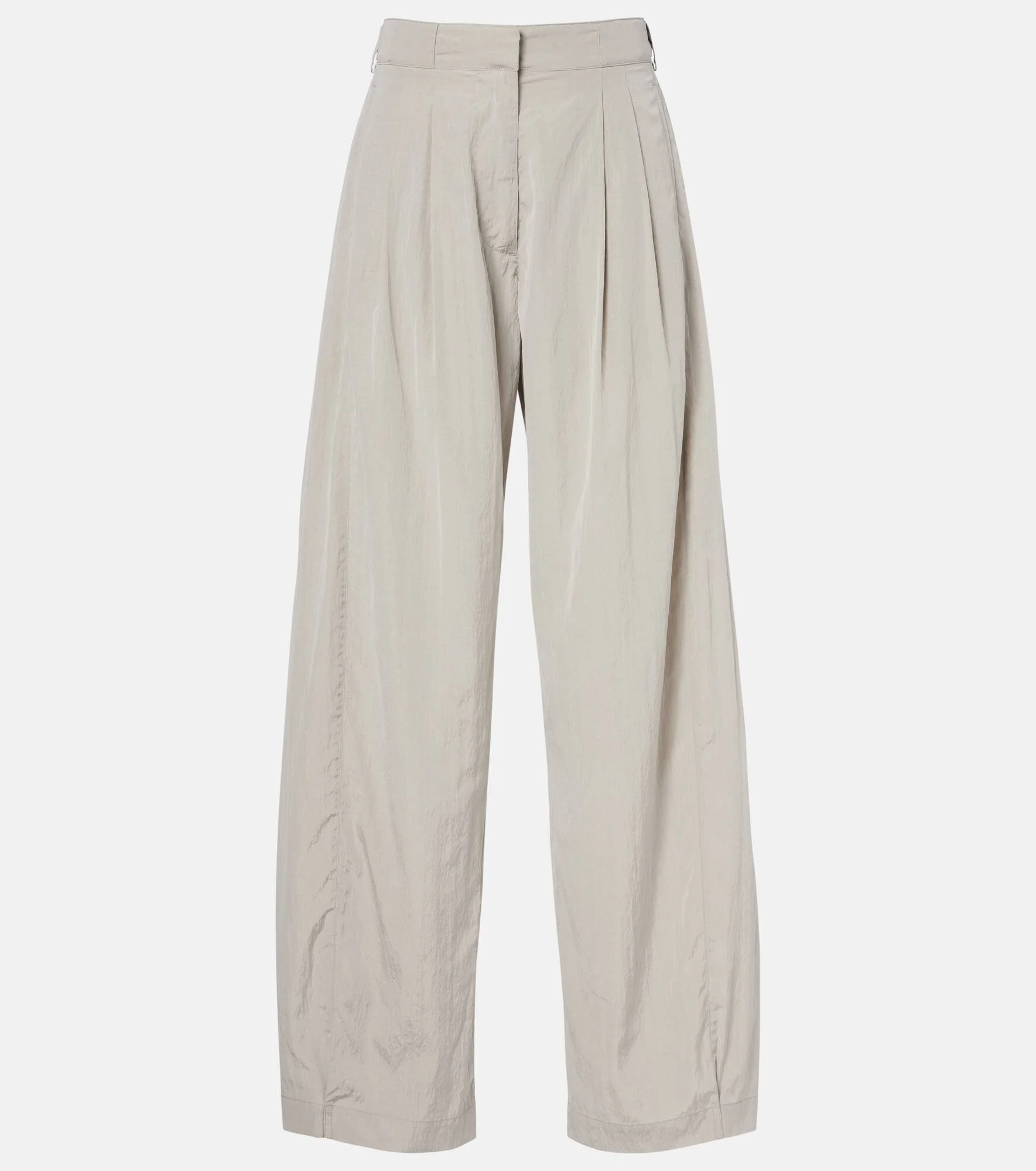 Pleated silk-blend straight pants - 1