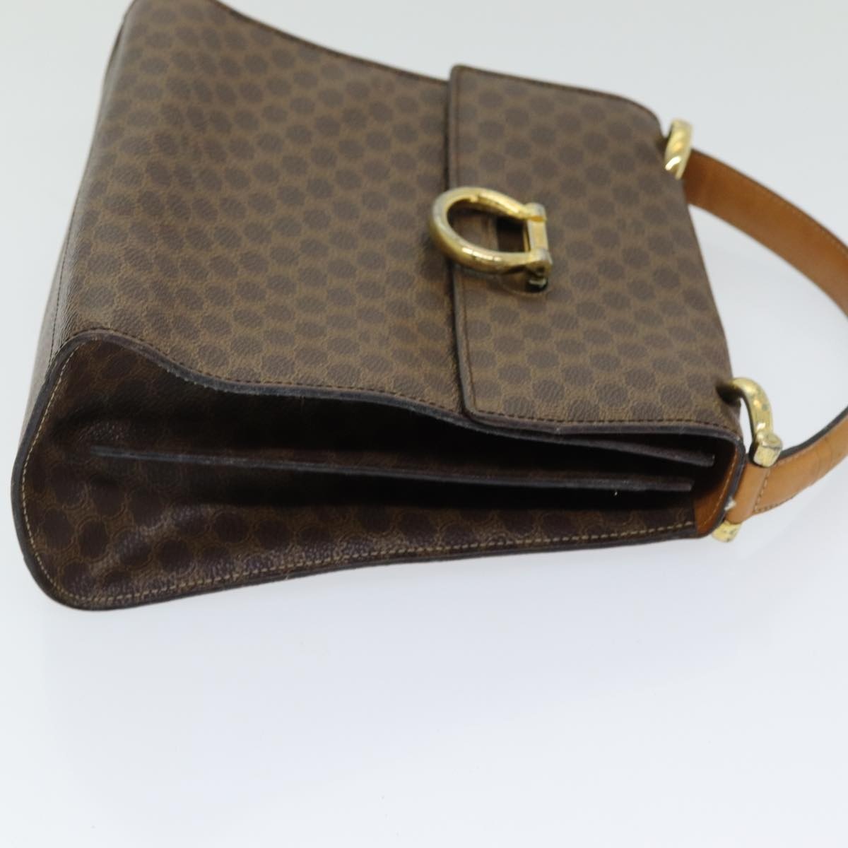 CELINE Macadam Canvas Hand Bag Pvc Leather Brown Gold - 3