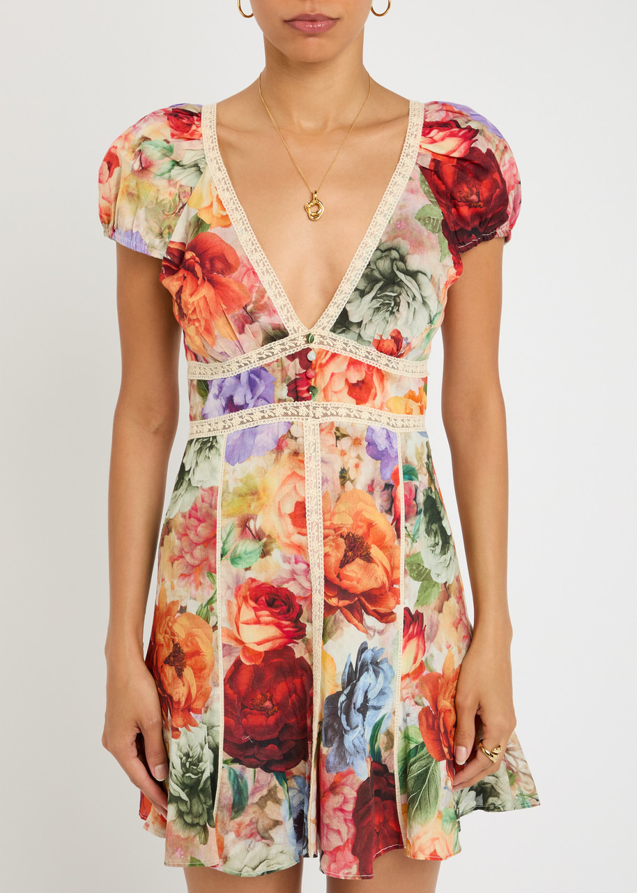 Alice + Olivia Rose Floral-print Cotton Mini Dress - 2