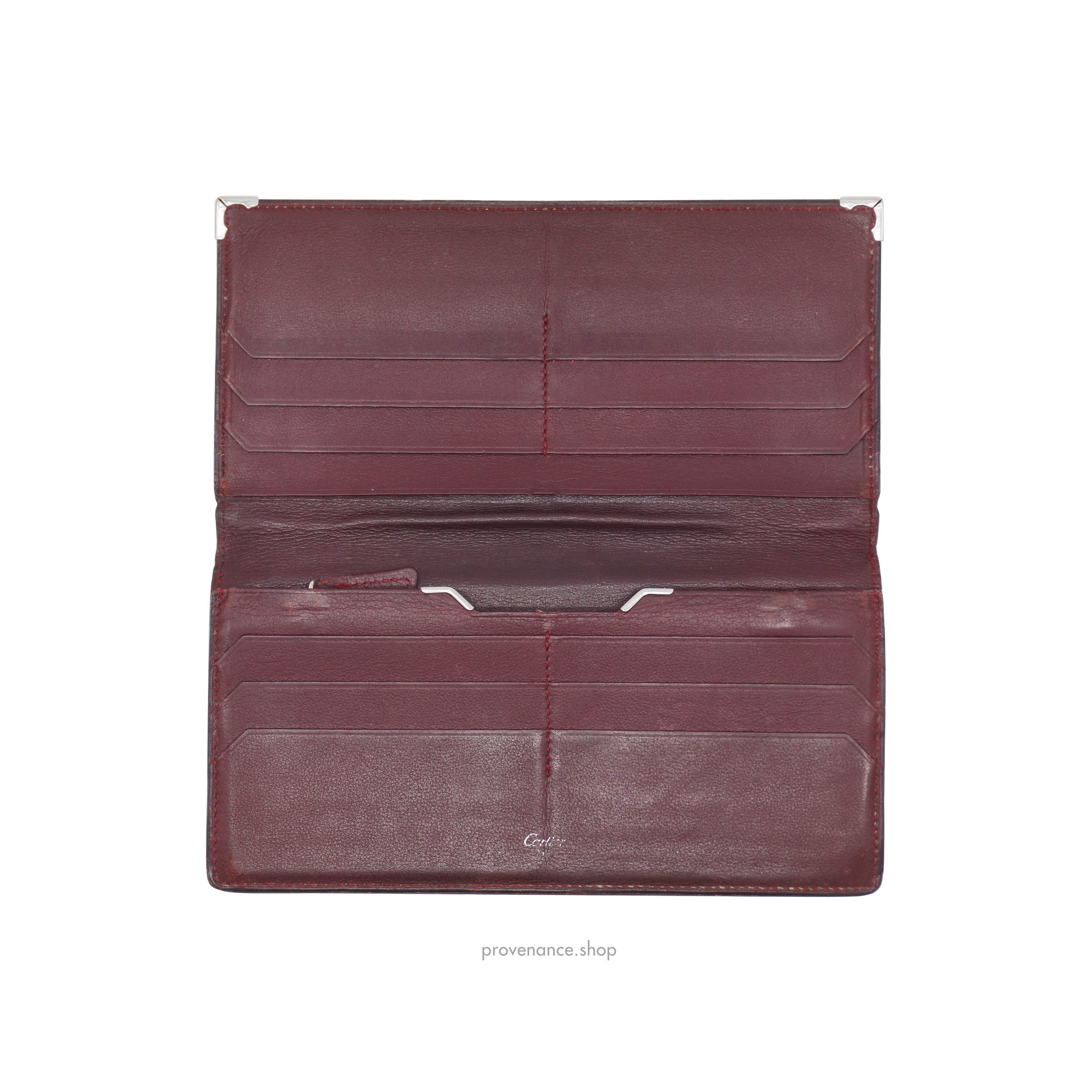 Cartier Long Wallet - Black & Burgundy Leather - 6