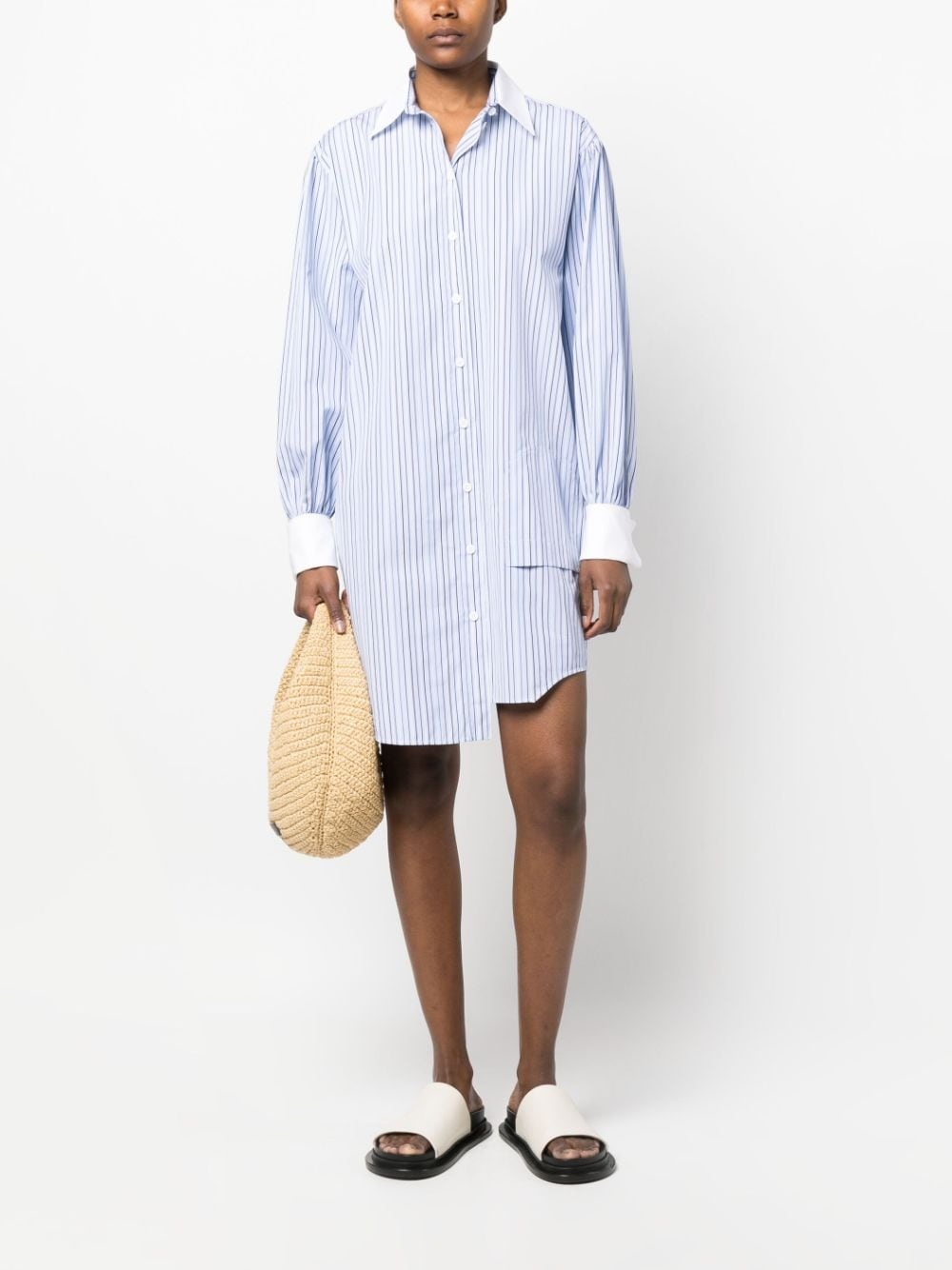 striped asymmetric shirt dress - 2
