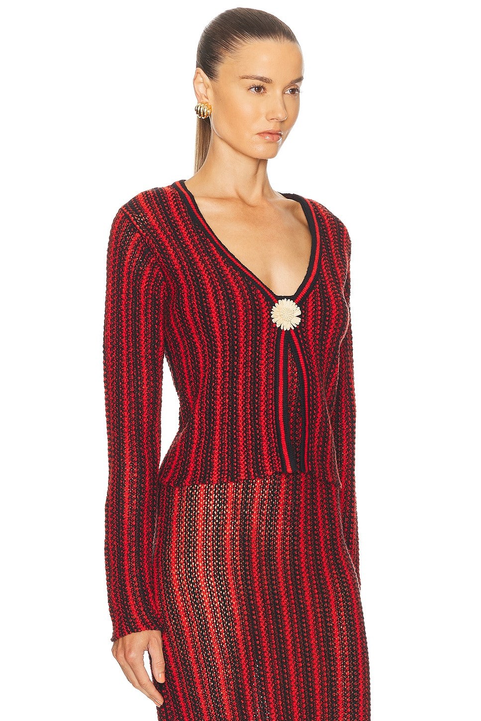 Stripe Floral Open Cardigan - 2