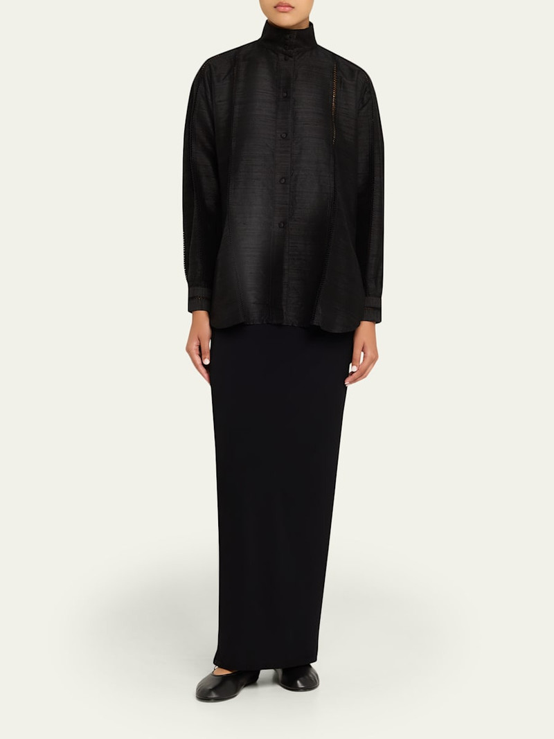 diotima Dupioni Silk Stand Collar Shirt outlook