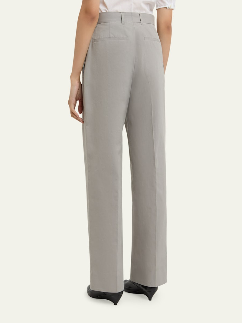 Pleated Cotton Straight-Leg Pants 3