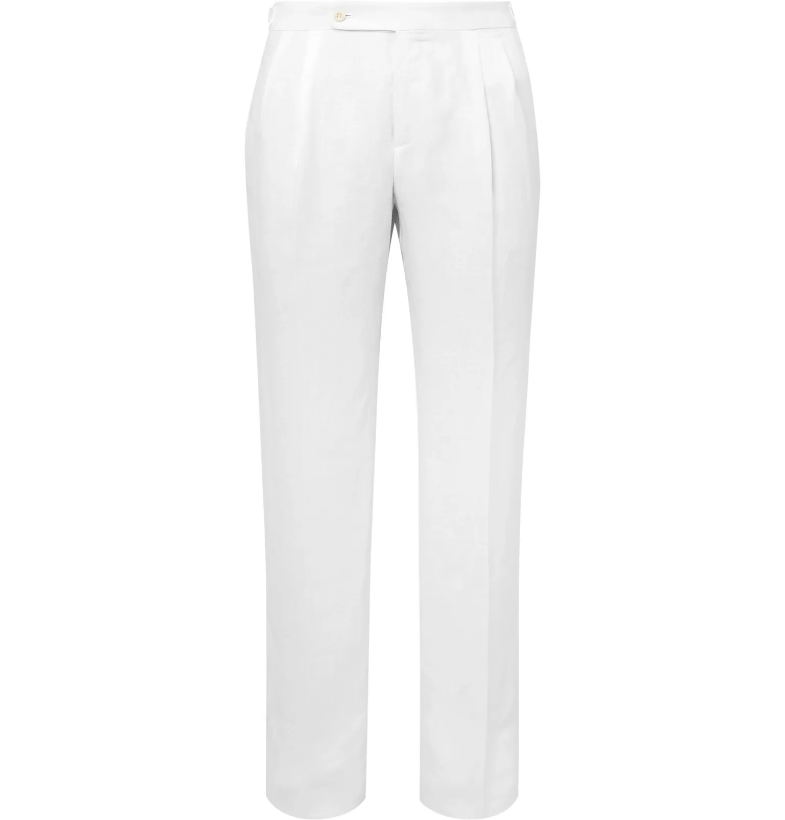 Tapered Pleated Linen Trousers - 1