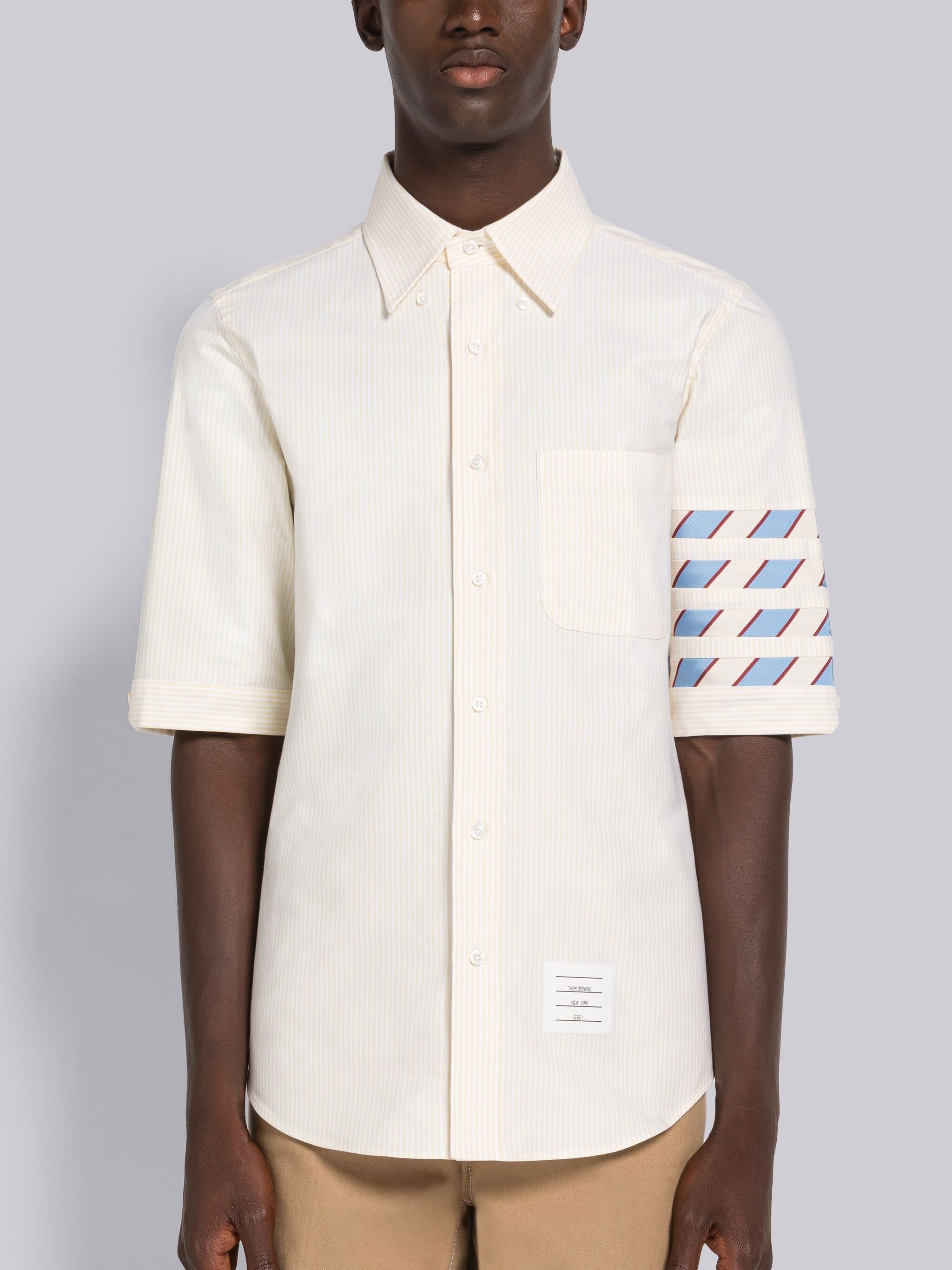 UNIVERSITY STRIPE OXFORD SEAMED 4-BAR SHORT SLEEVE SHIRT - 3