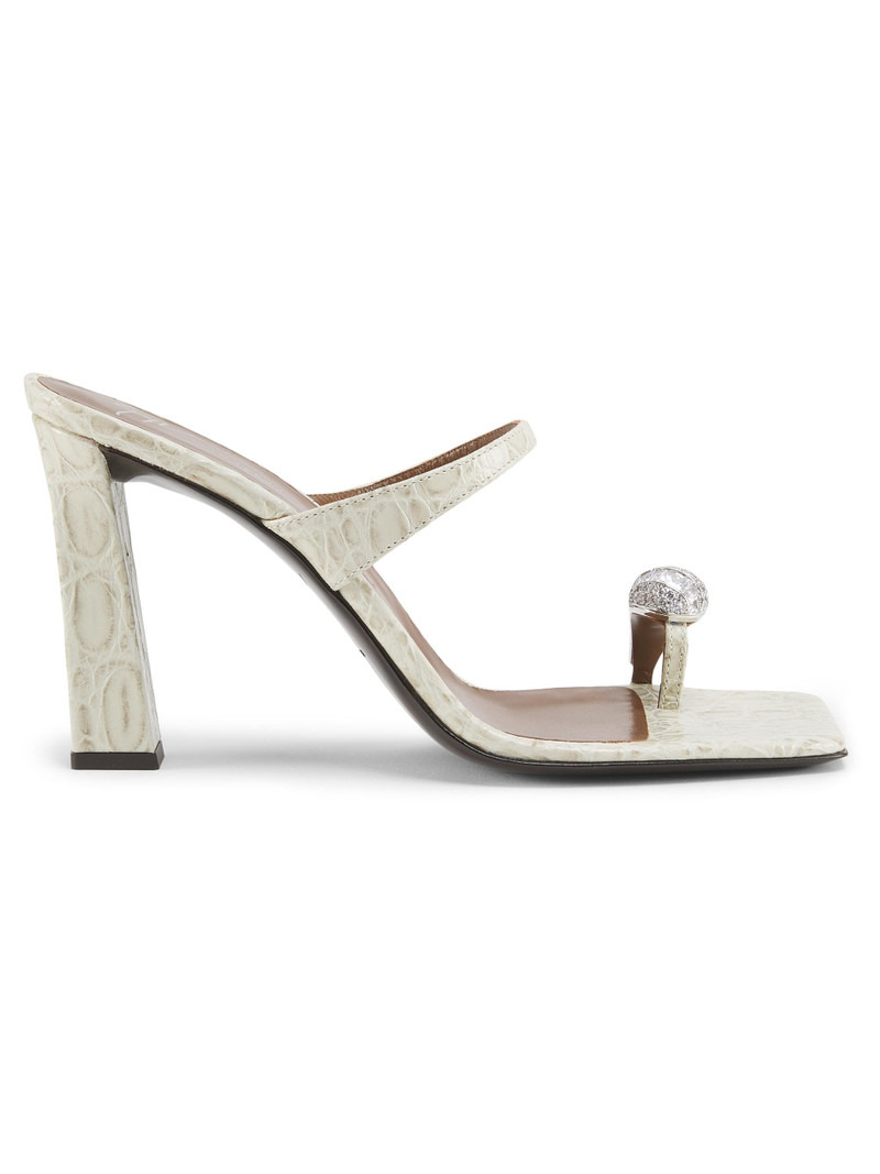Women's Morpheus Kefir 90MM Swarovski-Crystal Croc-Embossed Leather Sandals - Ivory 1