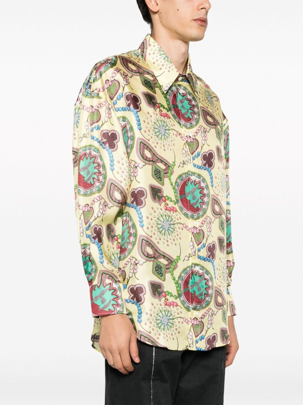 graphic-print silk shirt - 3